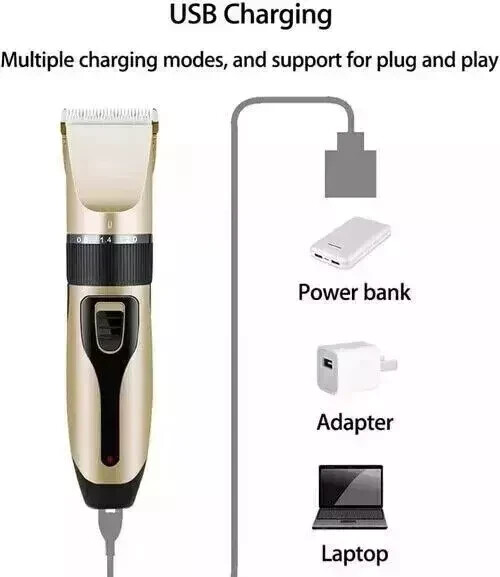 Dog Cat Pet Grooming Kit Rechargeable Cordless Electric Hair Clipper Trimmer Set