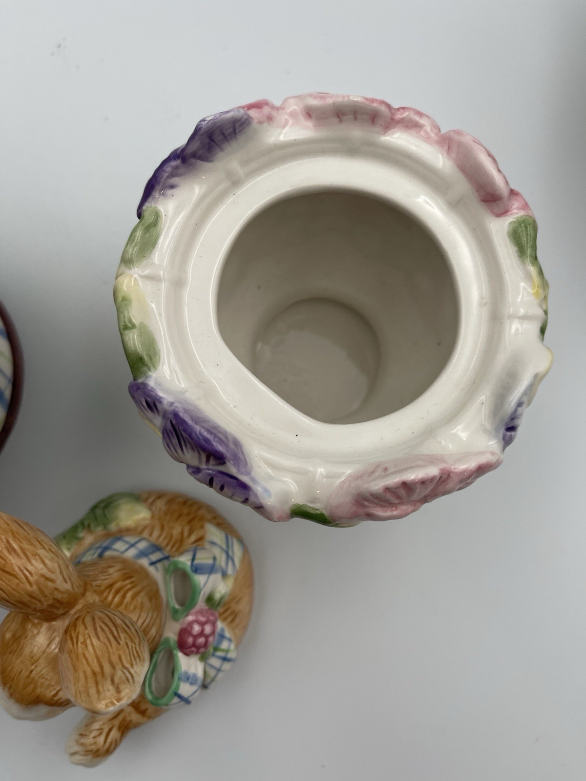 Fitz & Floyd Halcyon Bunny Teapot Sugar Jar Planter Set Easter Spring Floral