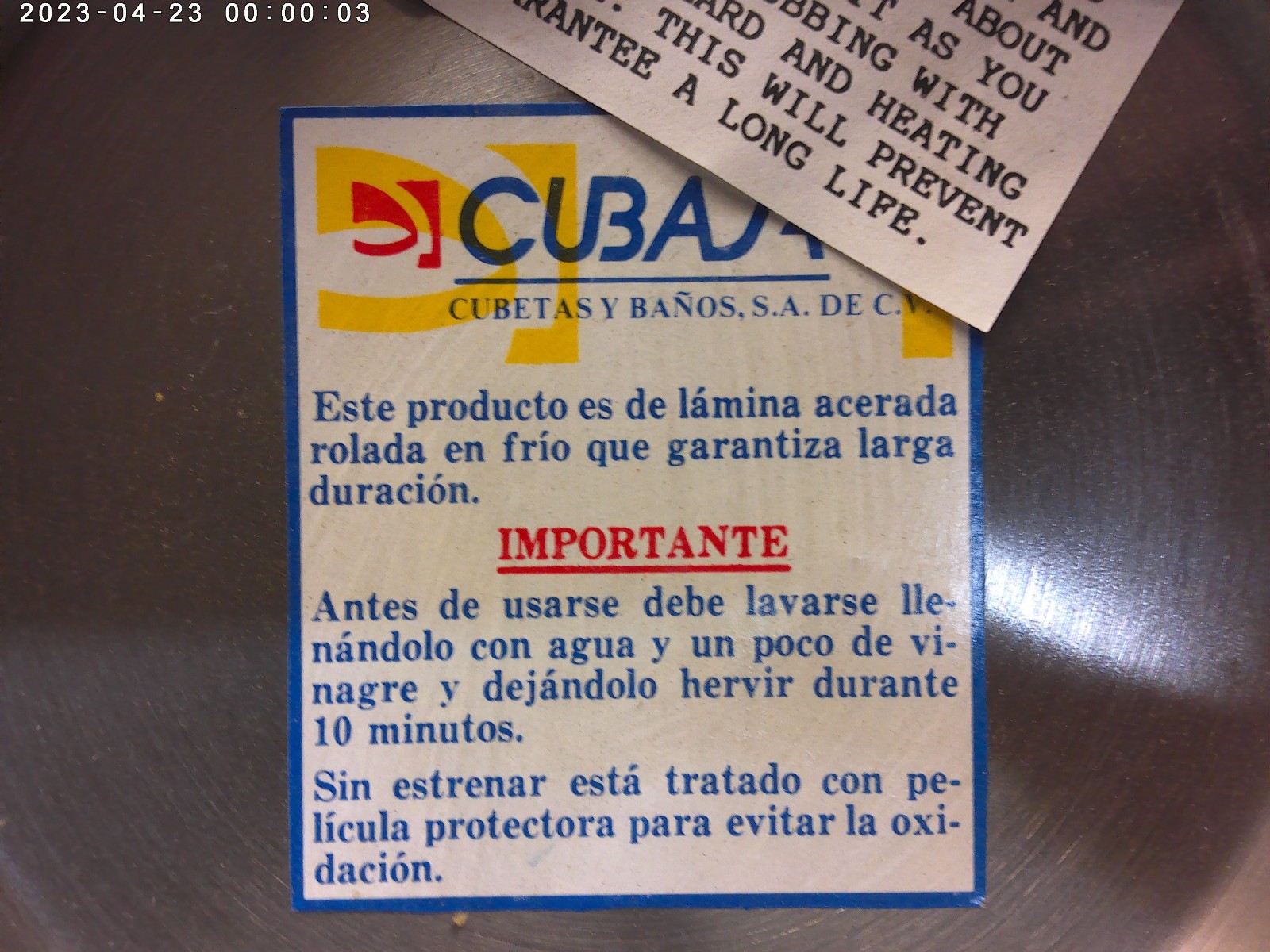 1980's vintage blue steel frying pan 7" dia (MEXICO) New Old Stock