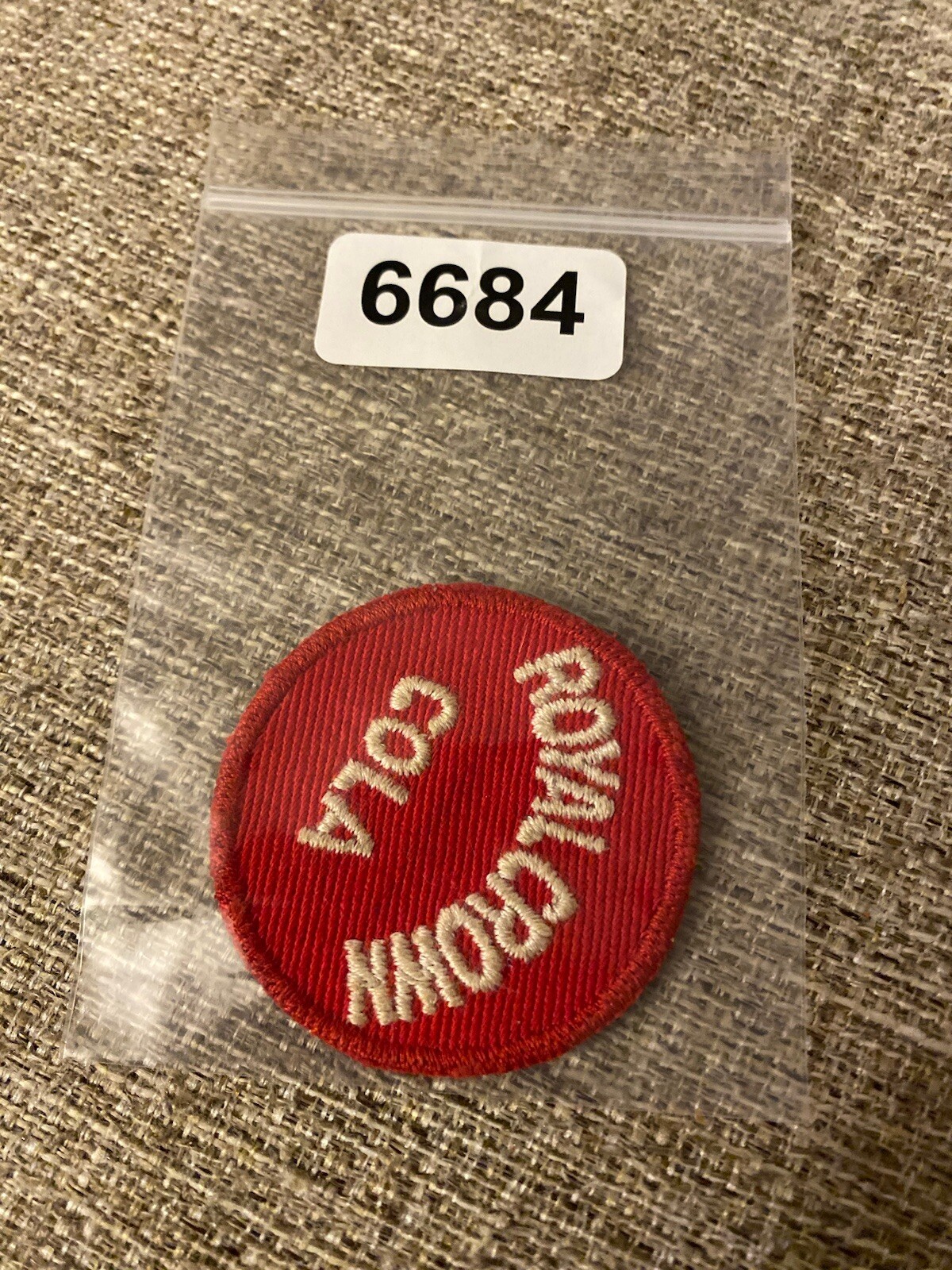 VTG Round Patch RC Royal Crown Cola Advertising Logo Pop Soda Red White