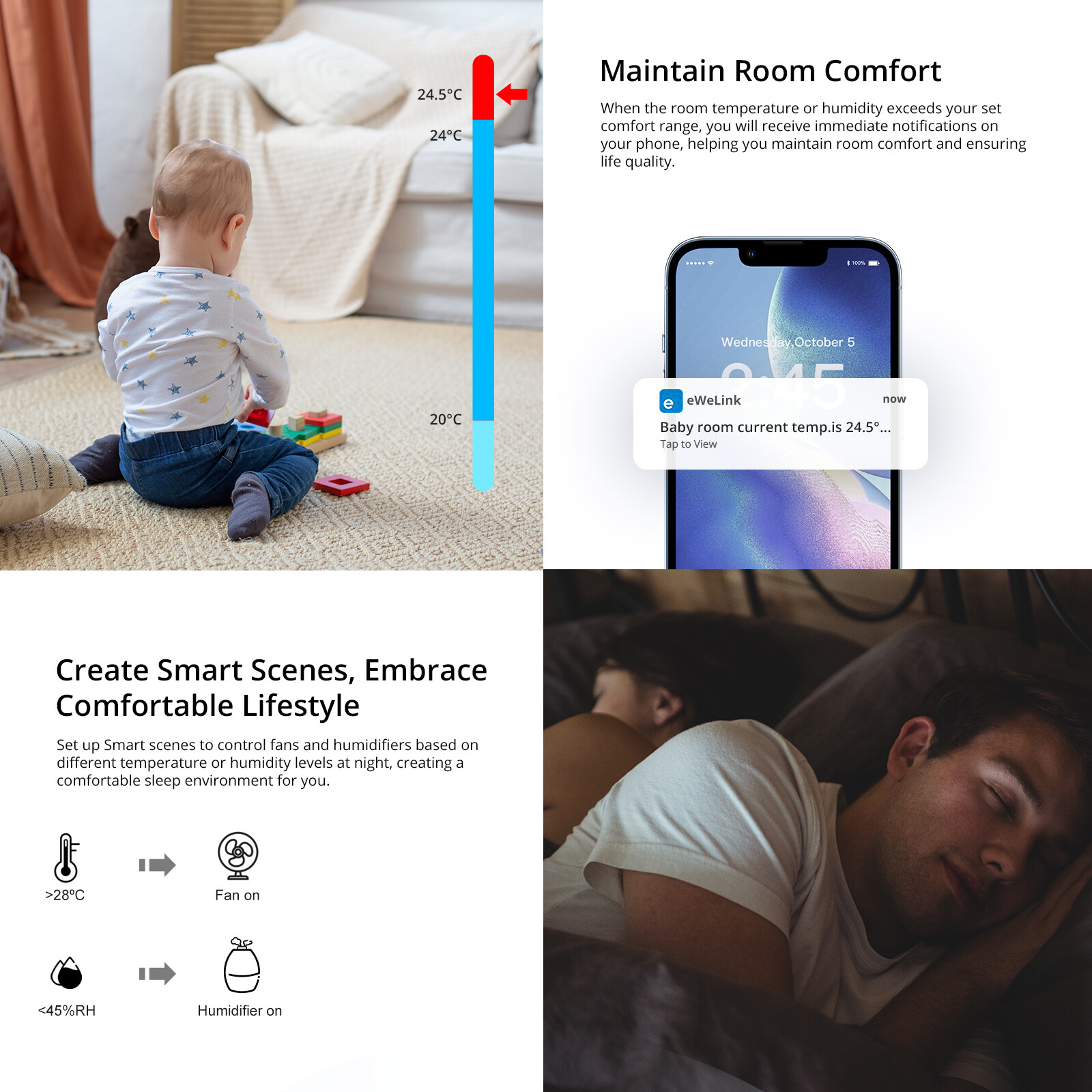 SONOFF SNZB-02P Zigbee Temperature Humidity Sensor Smart Home Remotely Monitor