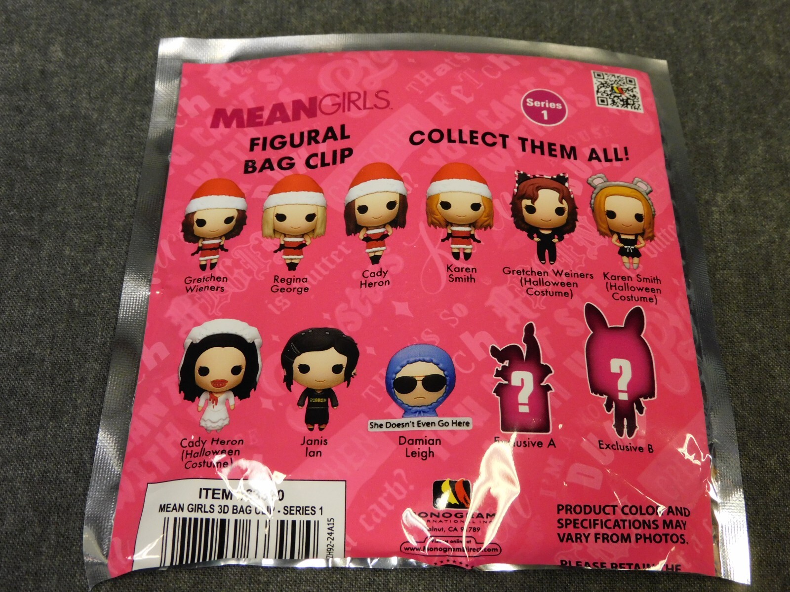 Mean Girls NEW * Karen Halloween Costume Clip * Blind Bag Movie Key Monogram