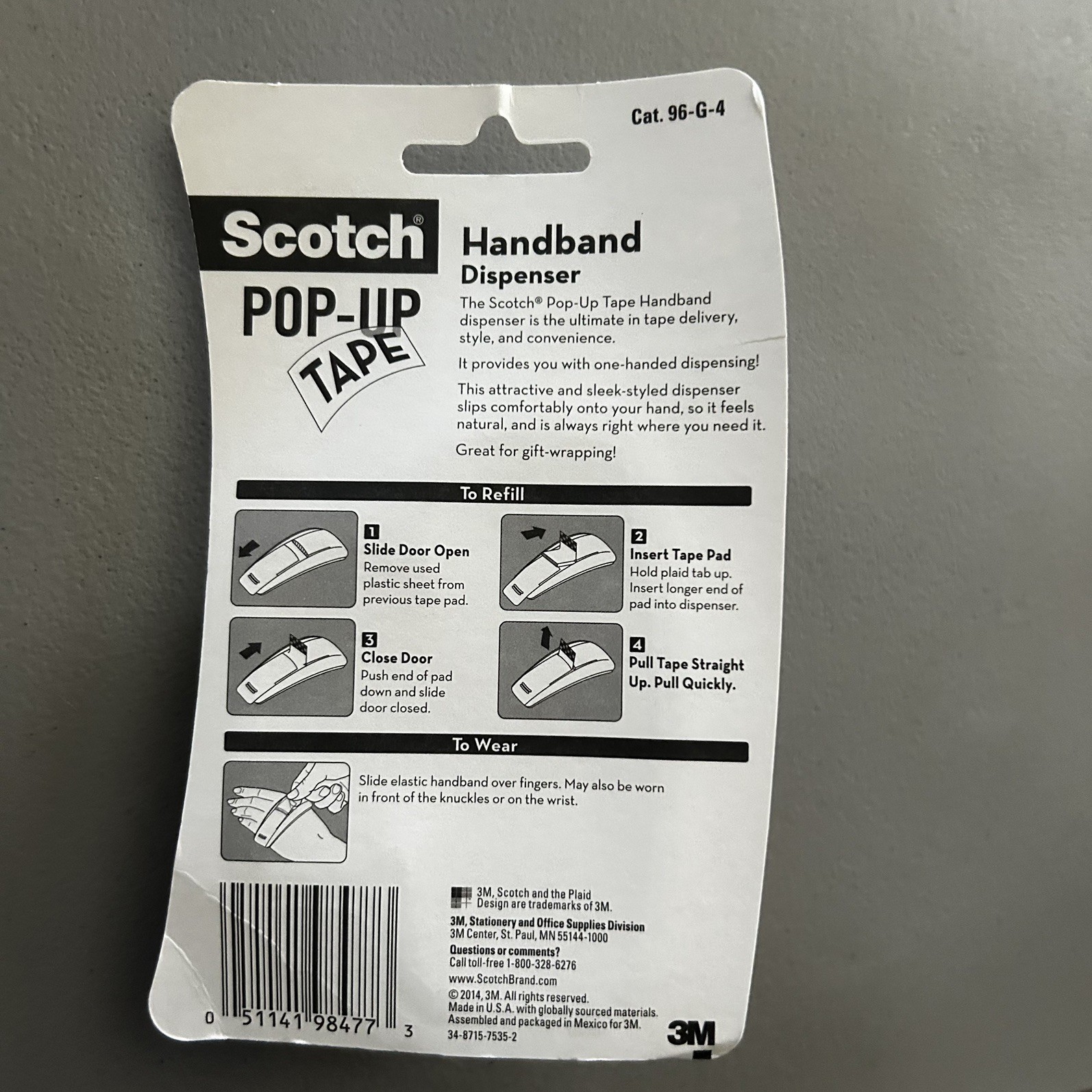 Scotch Pop-Up Tape Orange Handband Dispenser with 4 Refills Discontinued New