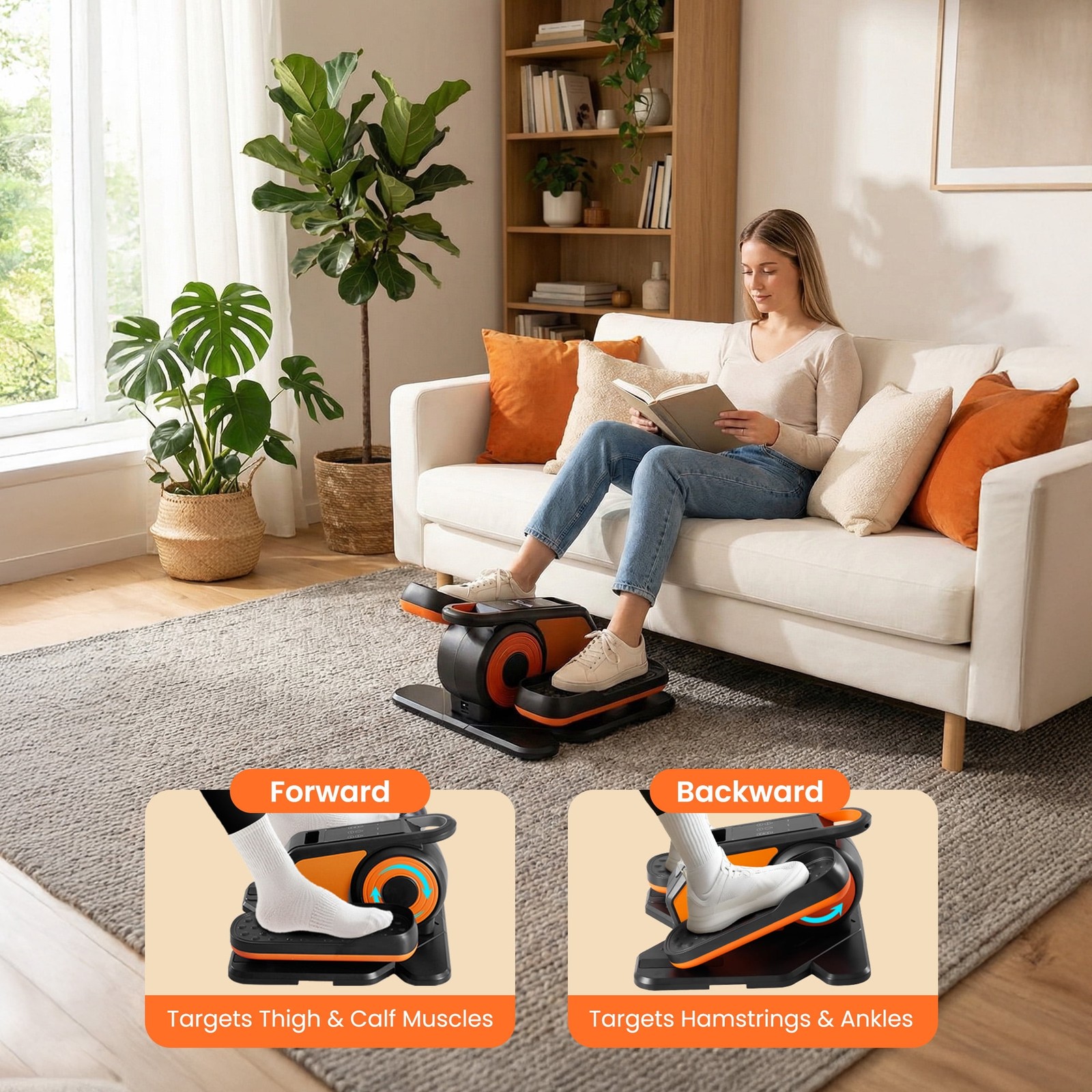 Edx Under Desk Elliptical Machine Portable Electric Leg Exerciser with Remote,