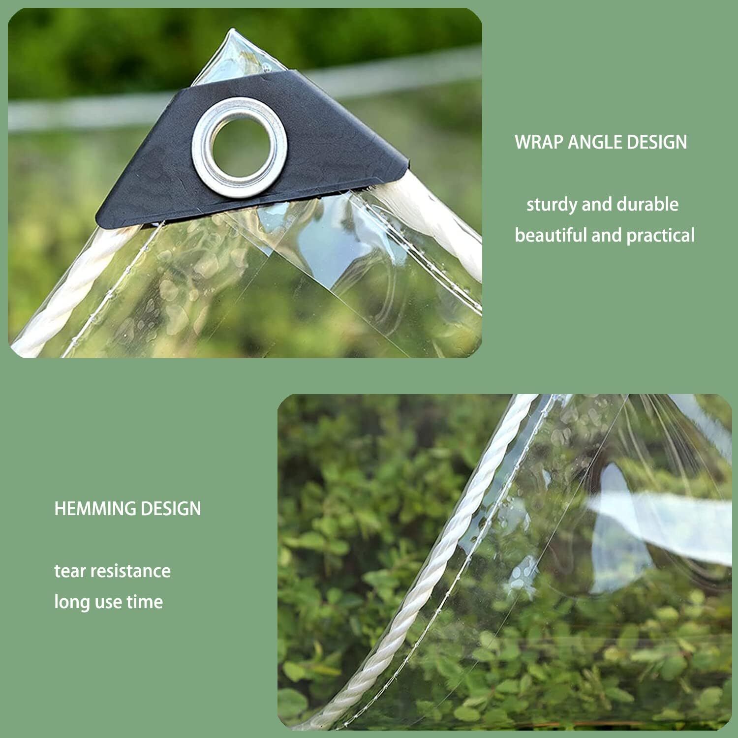 Clear Tarpaulin Waterproof Heavy Duty Transparent PVC Tarp with Eyelets Outdoor
