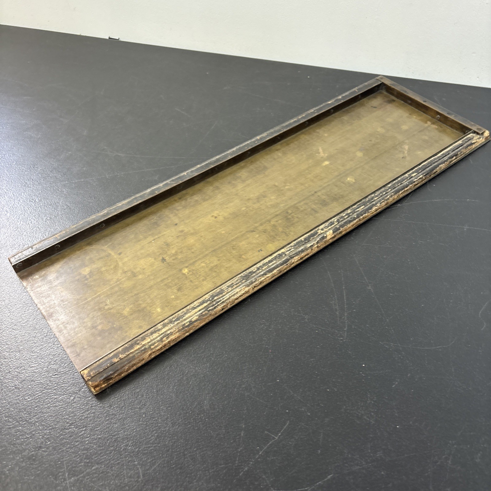 Letterpress Printer Block Type Galley Tray Brass And Wood 24”X 8”