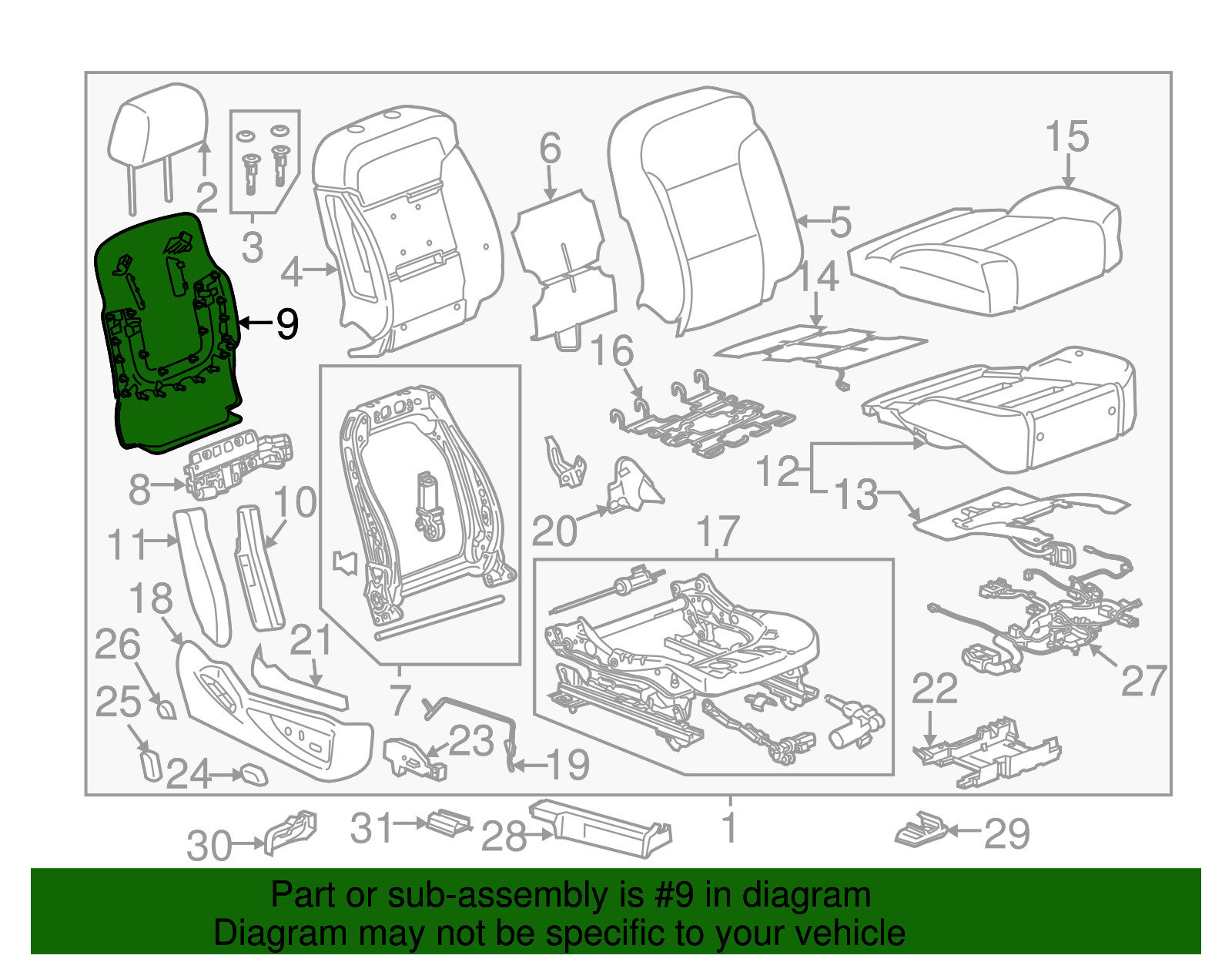 Genuine Front Seat Back Cushion Finish Panel Dune 23365185