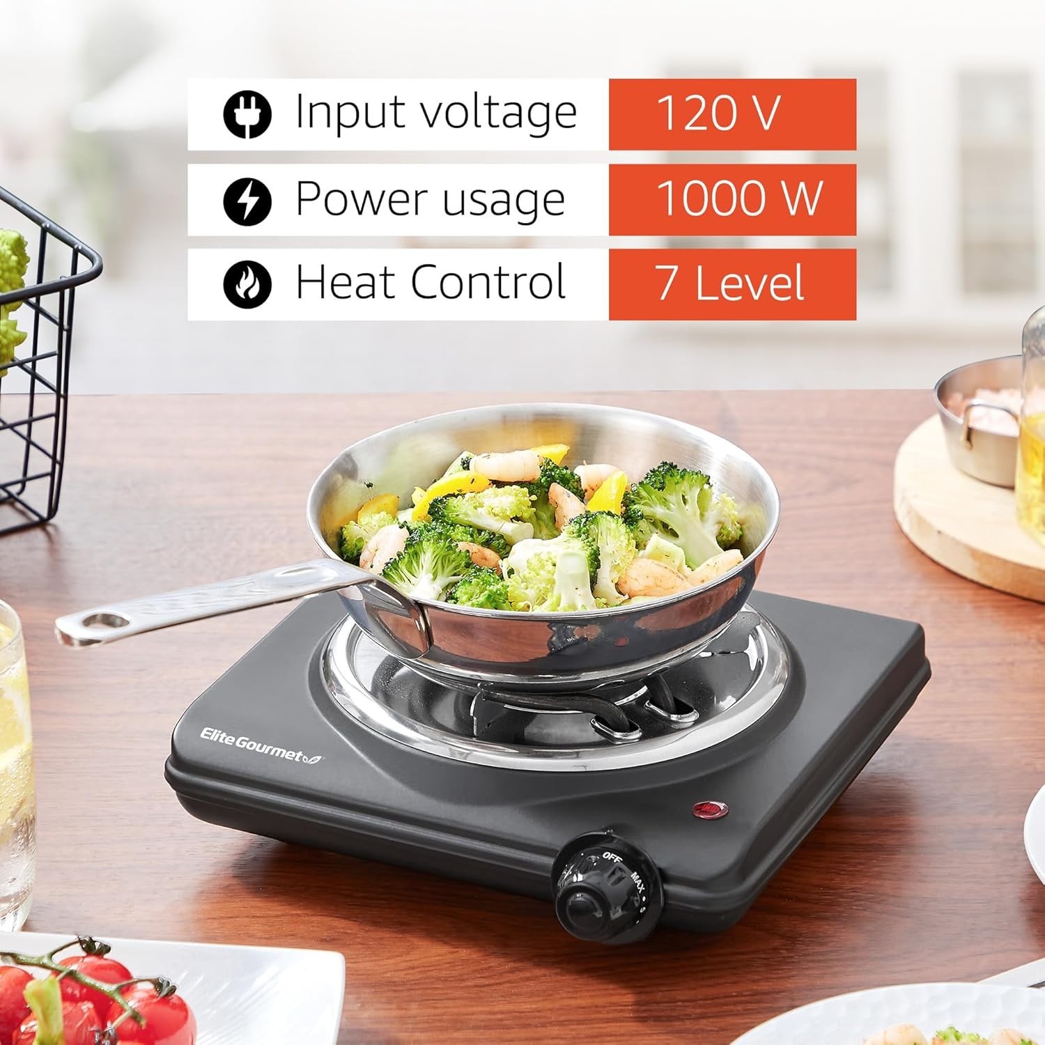 Electric Hot Plate Portable Countertop Burner 1000w, 110V for Dorm RV Kitchen
