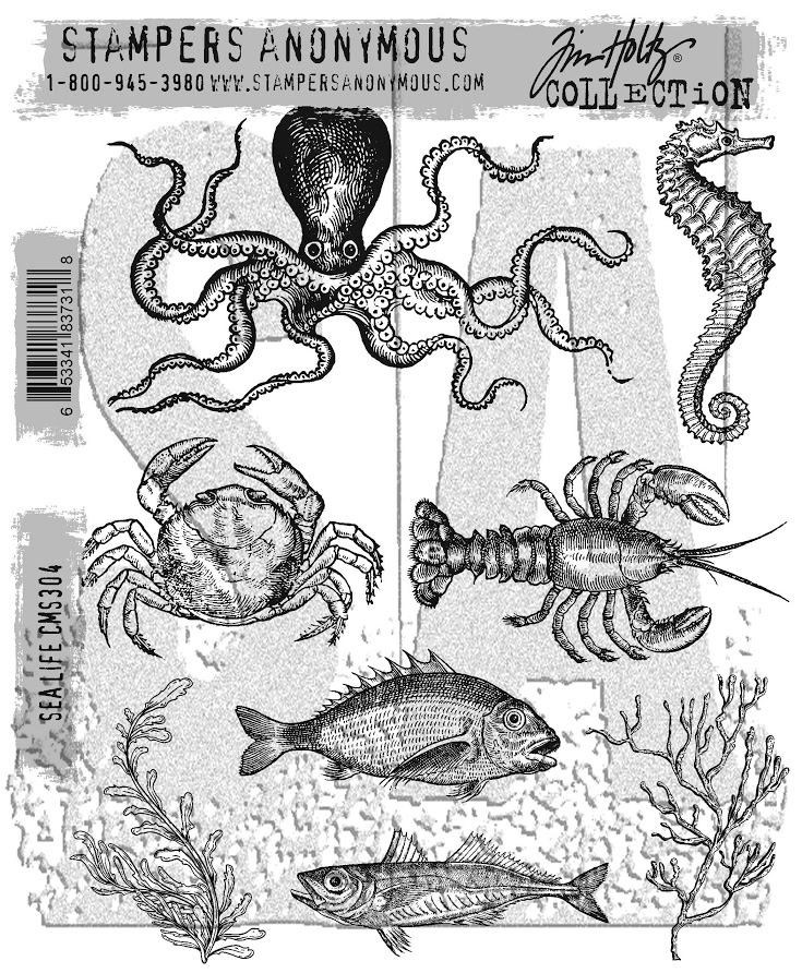 NEW Tim Holtz Stampers Anonymous "SEA LIFE" Rubber Cling Stamp Set
