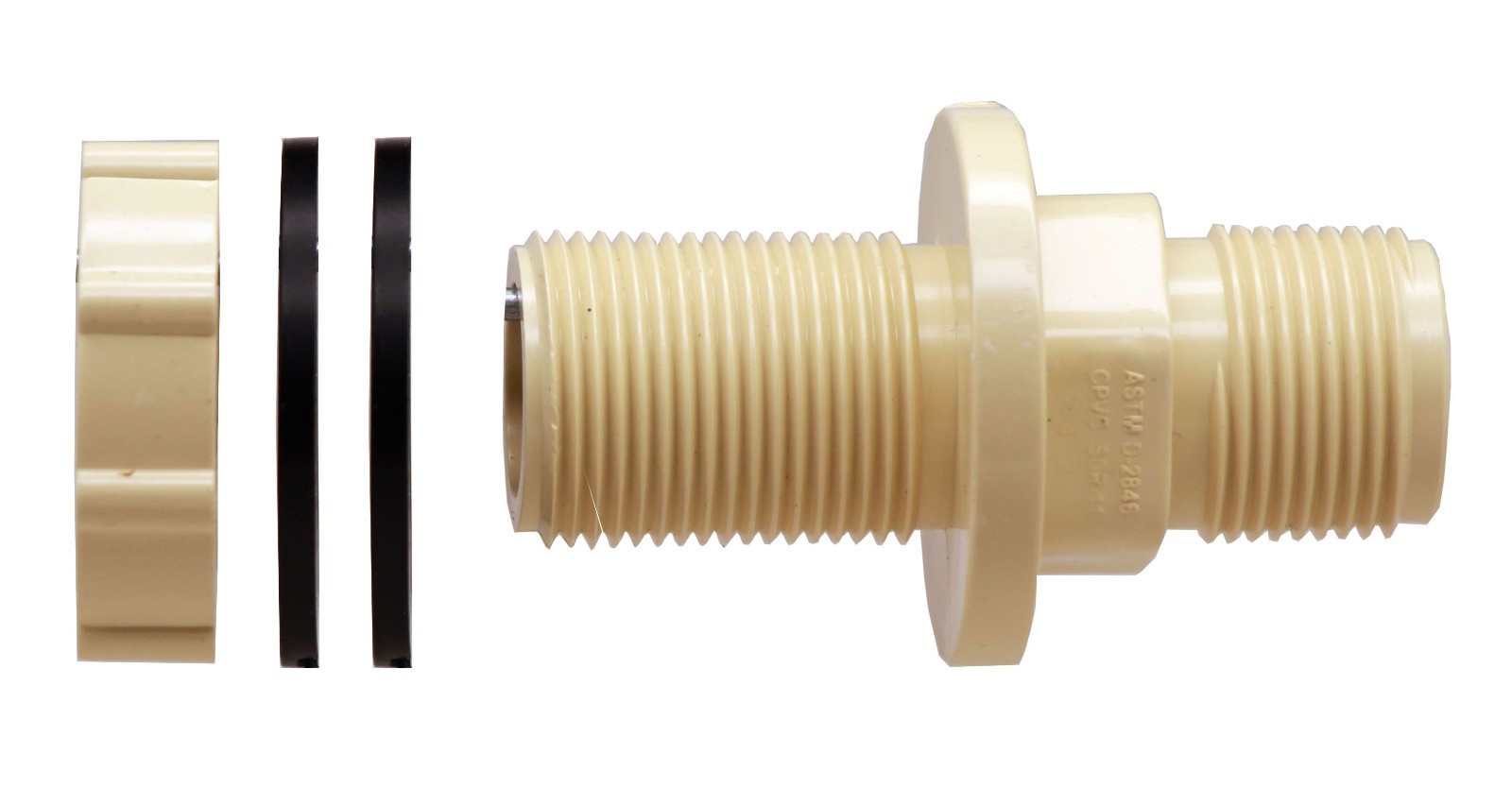 RAINPAL PBF075D CPVC Double Male 3/4" Inch Pipe Thread Bulkhead Tank Fitting NPS