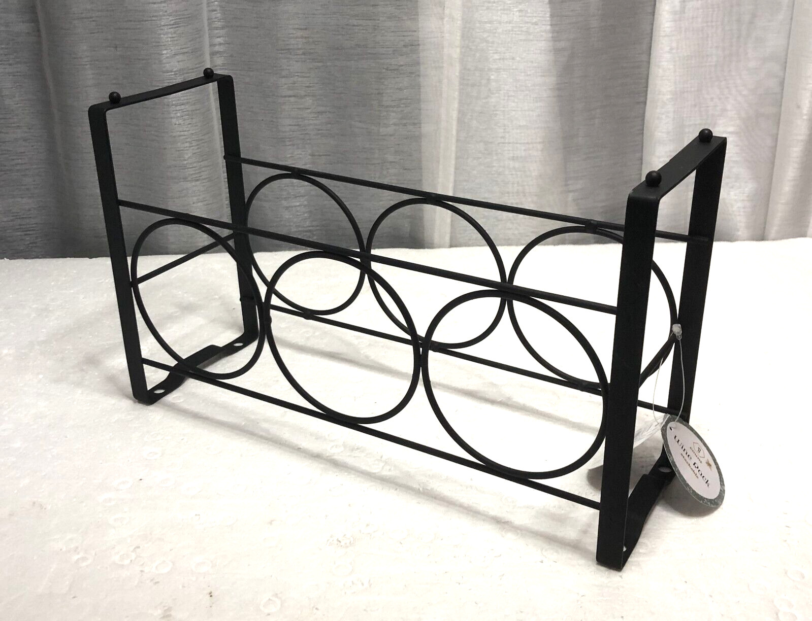 3 Bottle Countertop Wall Mount or Table Top Elegant Iron Wine Rack Black 7x12x4"