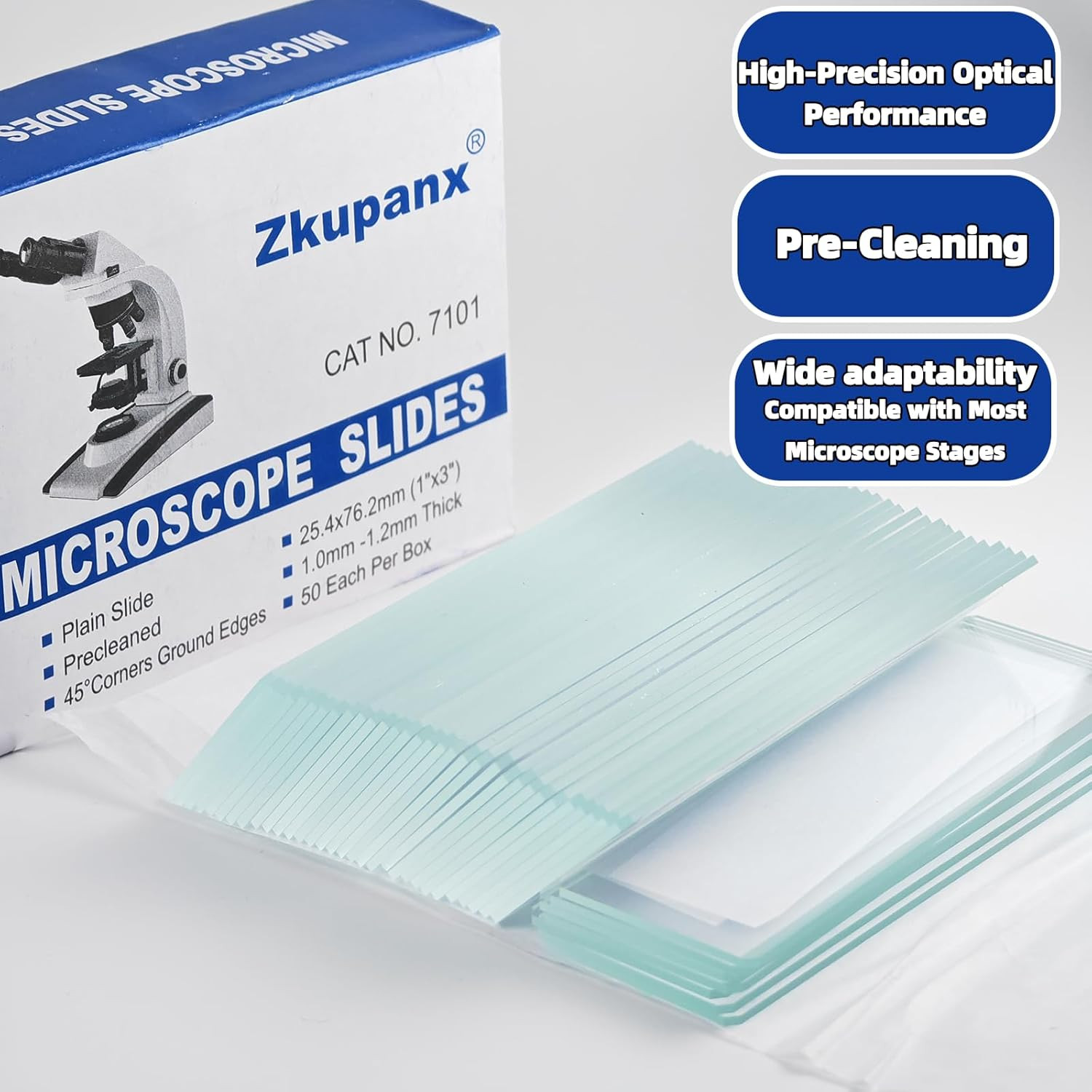 Blank Glass Microscope Slides and Covers - Ground Edges & 45° Clipped Corners, H