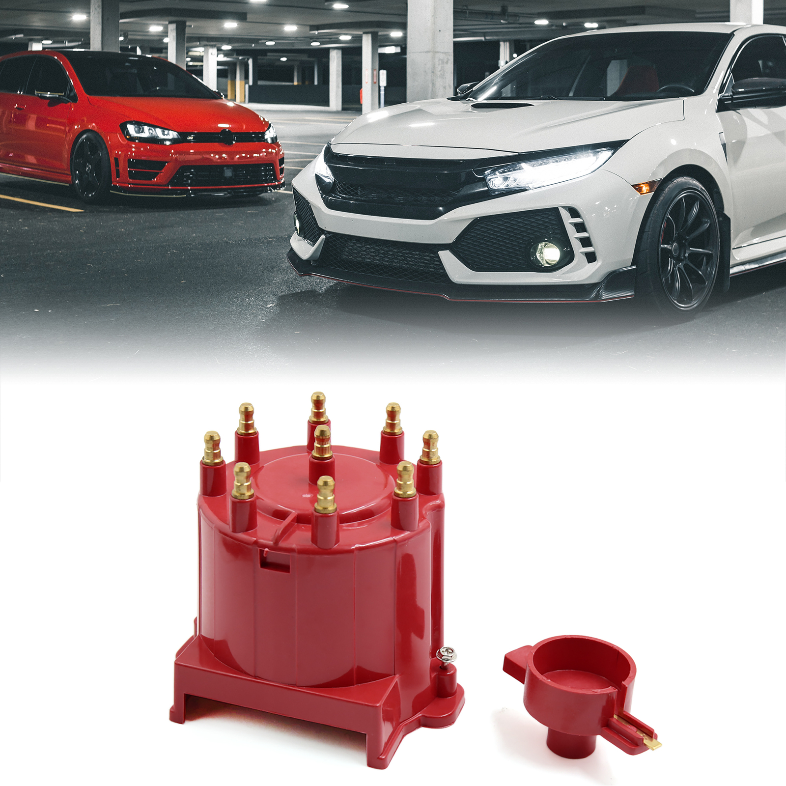 8406 Red Ignition Distributor Cap and Rotor External Coil for Chevrolet for GMC