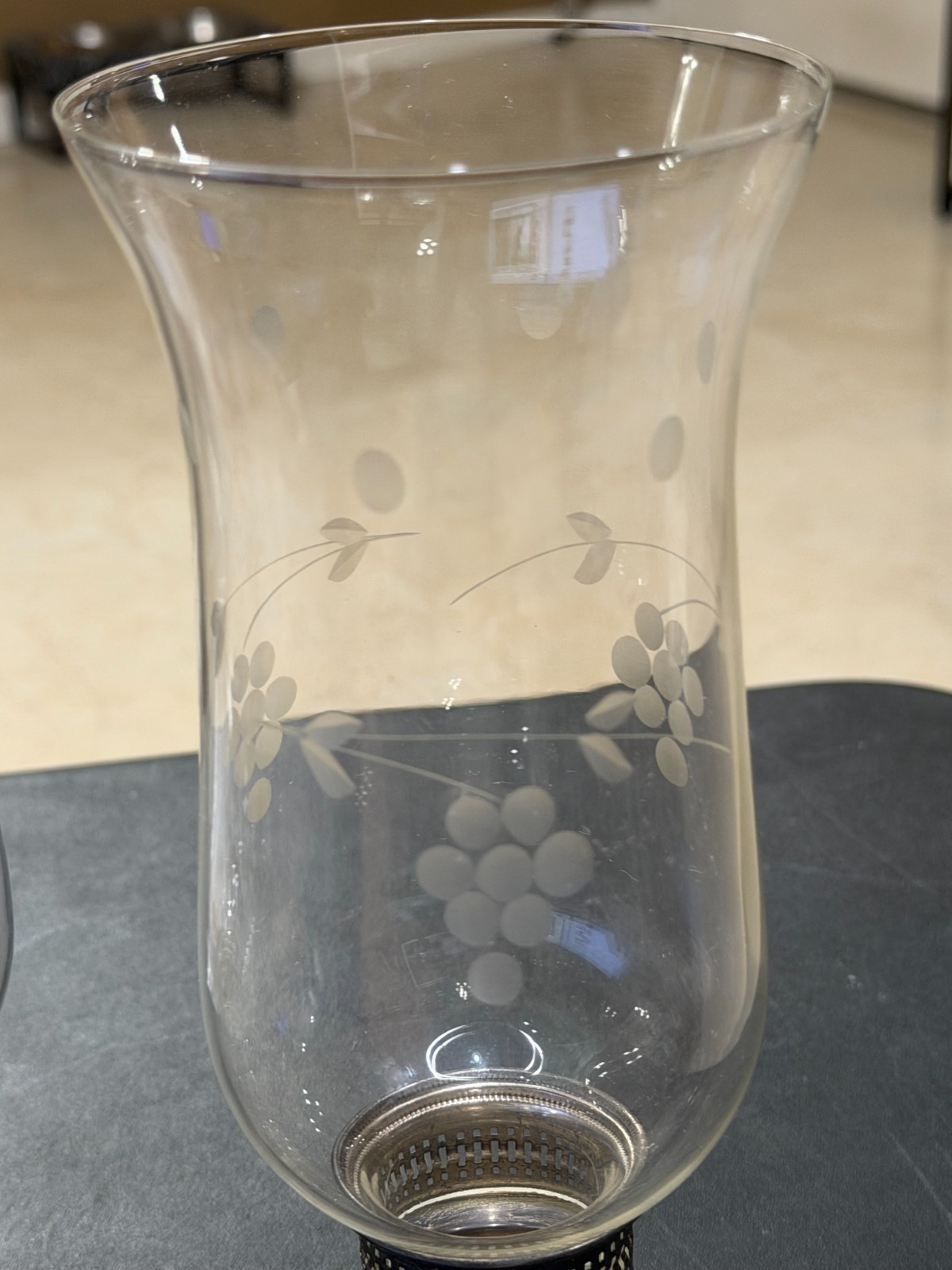 VTG Crosby sterling weighted hurricane etched candle holders set of 2 READ