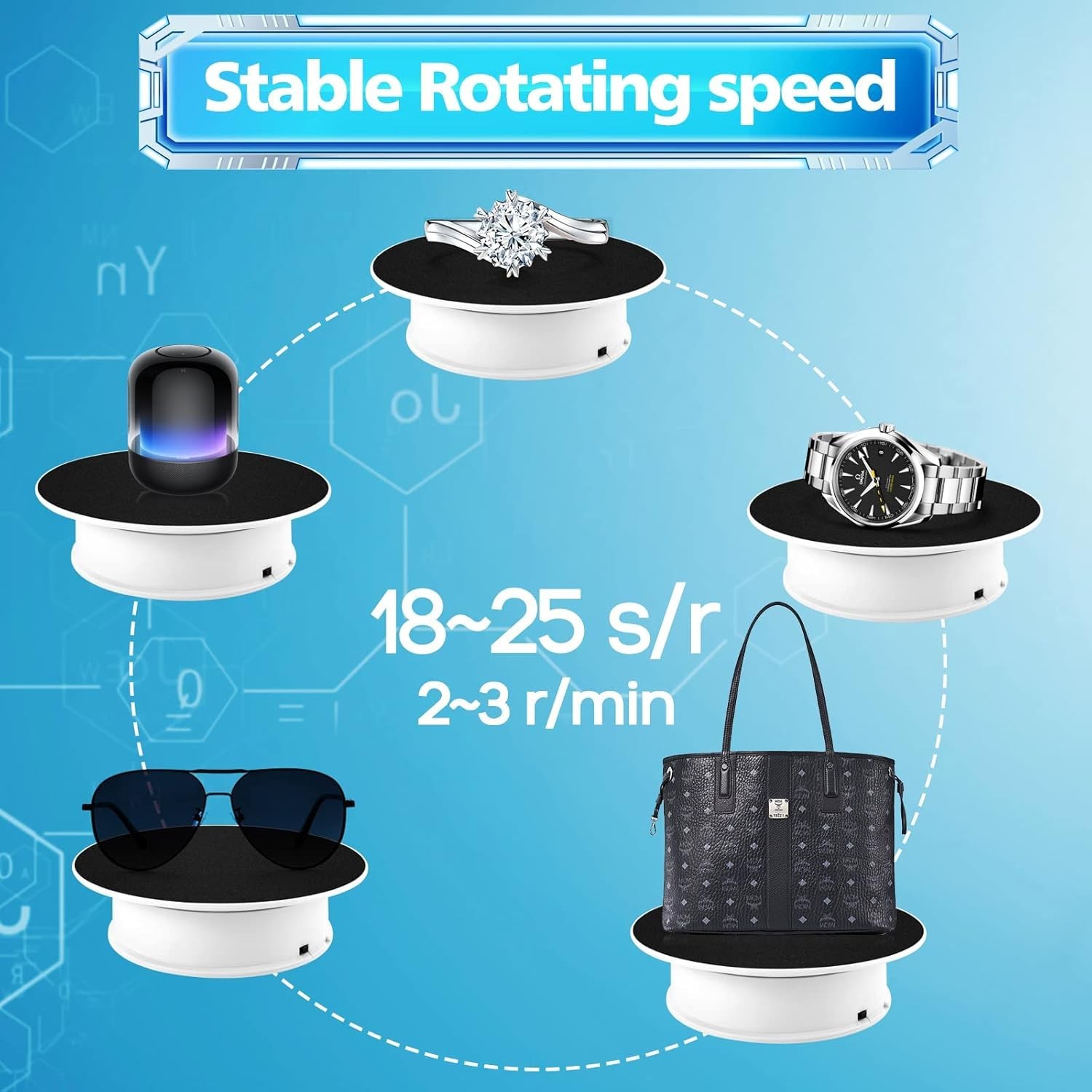 8 Inch Motorized Black Rotating Display Stand 360 Degree Photography Turntable