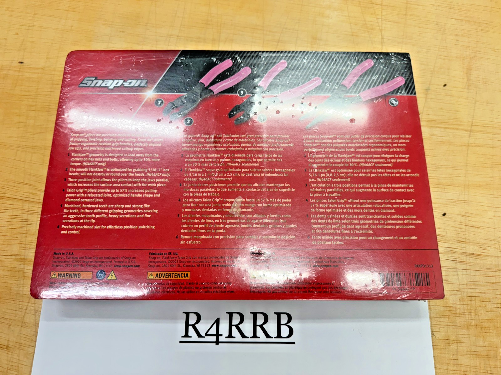 Snap-on Tools USA NEW 3pc Classic PINK Soft Grip Slip Joint Pliers Set PL346ACFP