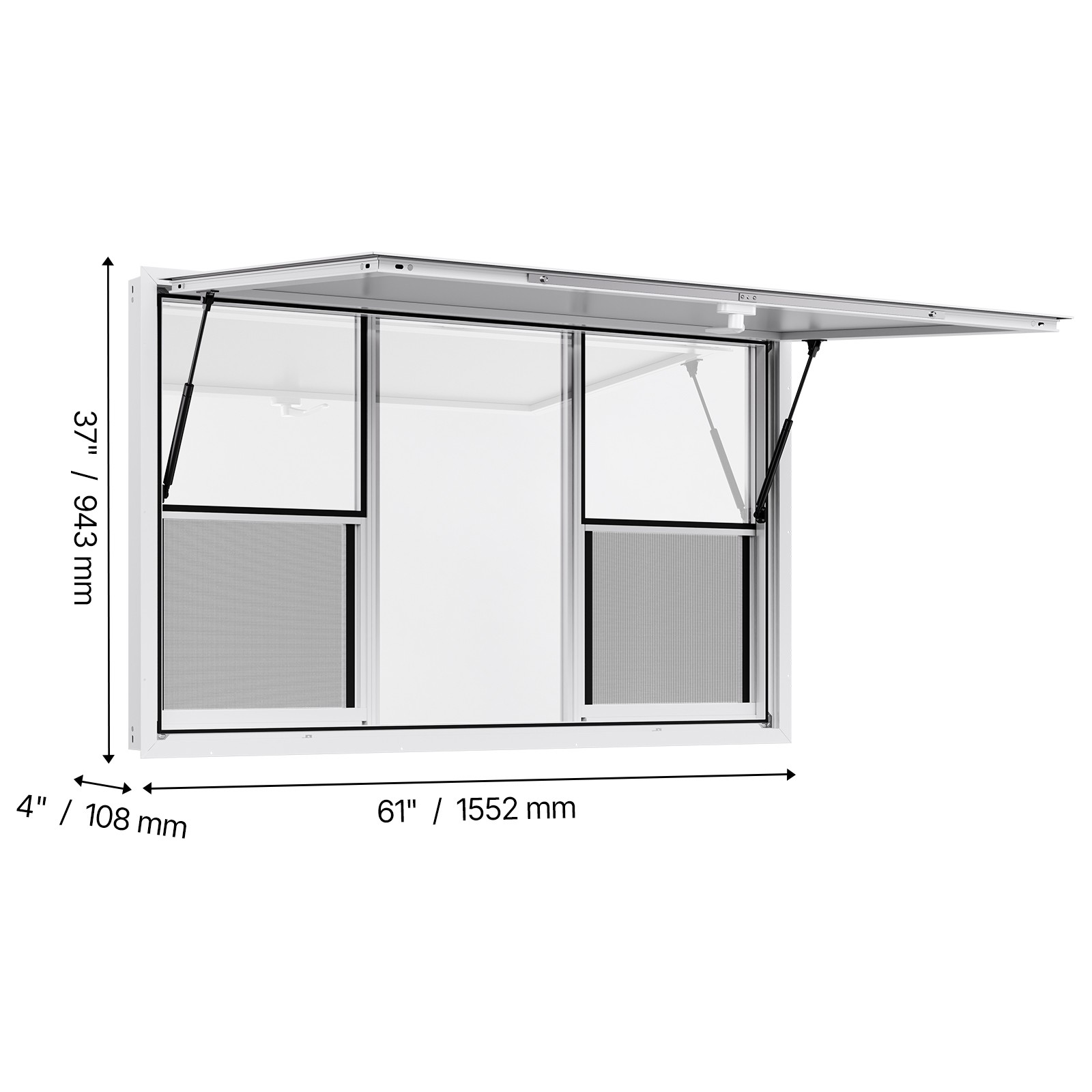 Uimoso 60x36in Concession Food Truck Service Window with Aluminum Alloy Awning