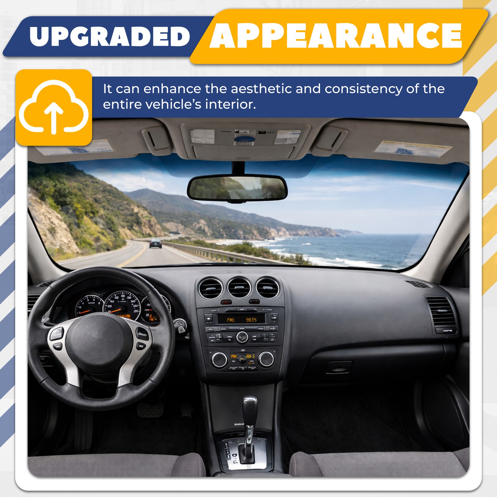 Molded Dashboard Cover Center Dash Cap Overlay Black For Nissan Altima 2008-2012