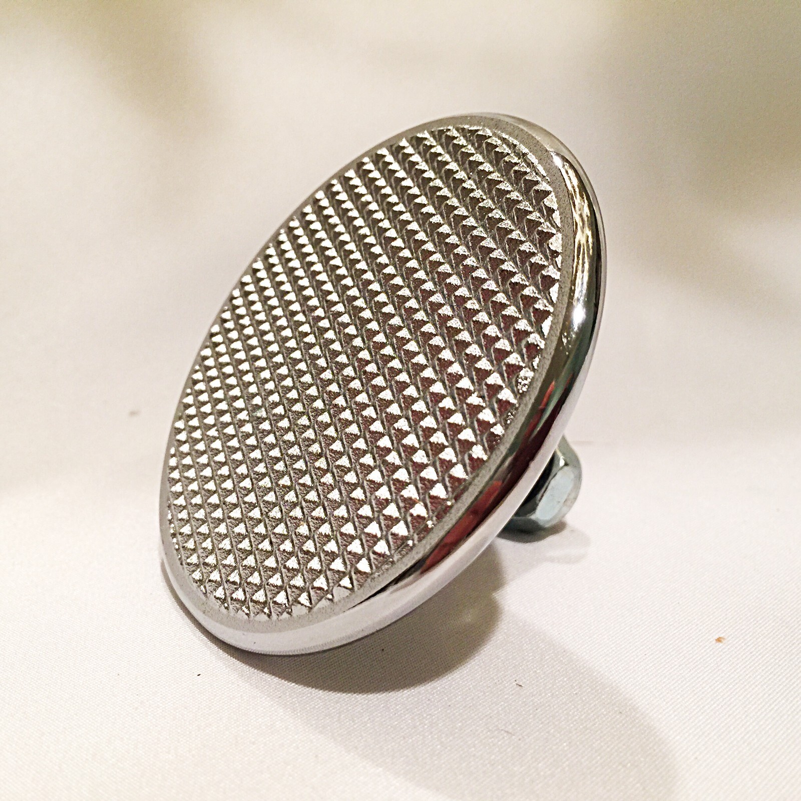 Vintage Hot Rod Knurled Brake/ Clutch Pedal Pad - Chrome Plated- 3"OD