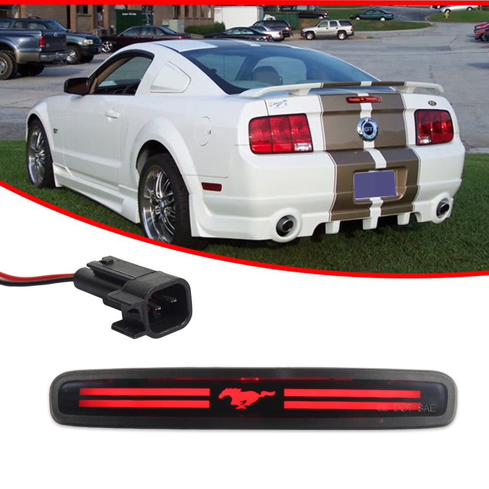 Smoked Lens Pony Red LED Third 3rd Brake Stop Light For 2005-2009 Ford Mustang