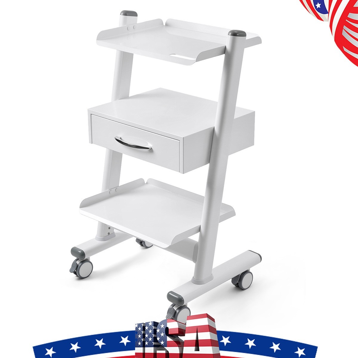 3 Layer Dental Trolley Mobile Instrument Cart Medical Tool Cart with Socket