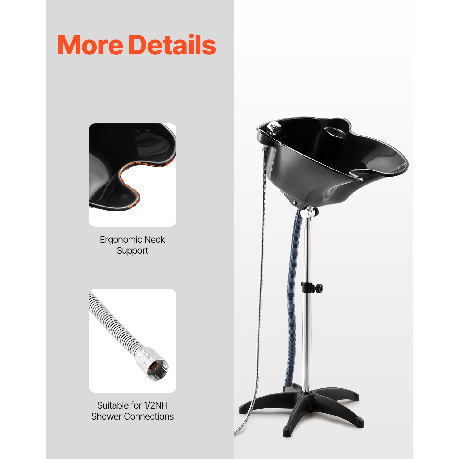 Uimoso Portable Hair Washing Basin with Drain Hose, Adjustable Height and Angle