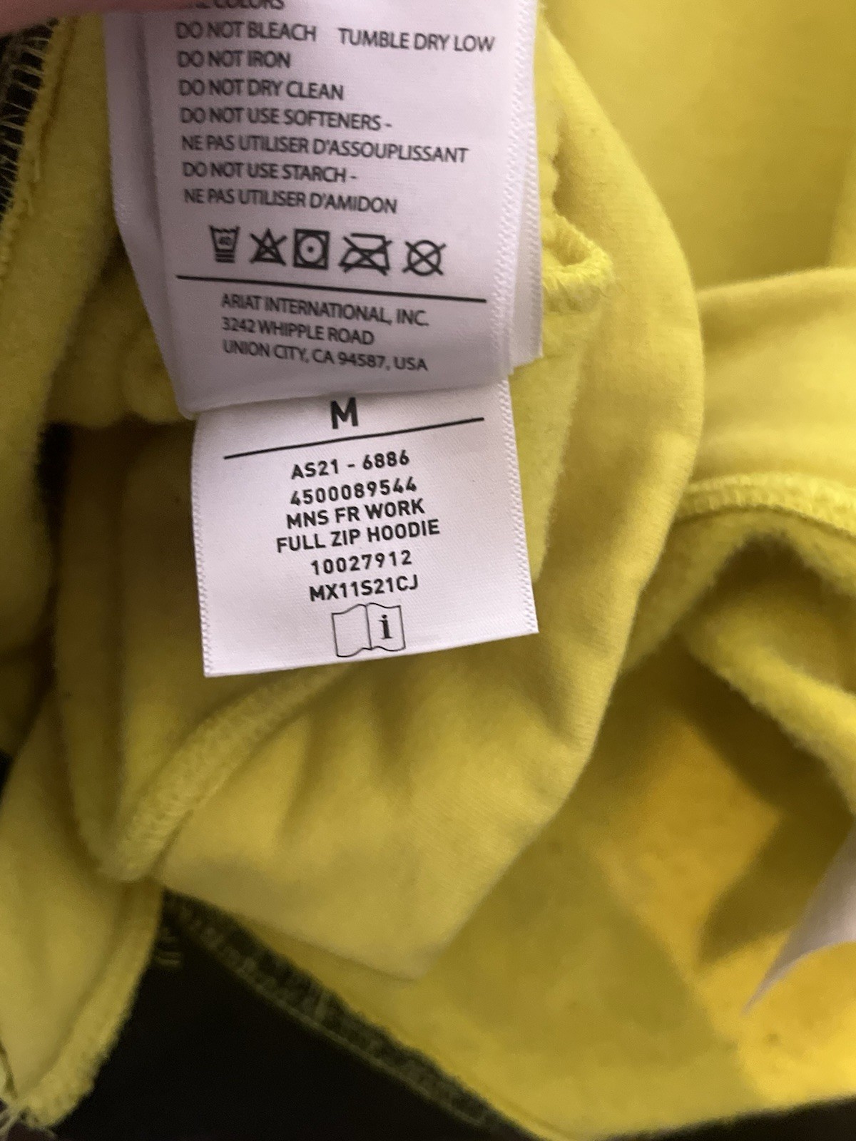 ARIAT 10027912 FR Hi-Vis Full Zip Hoodie,Men's, Medium