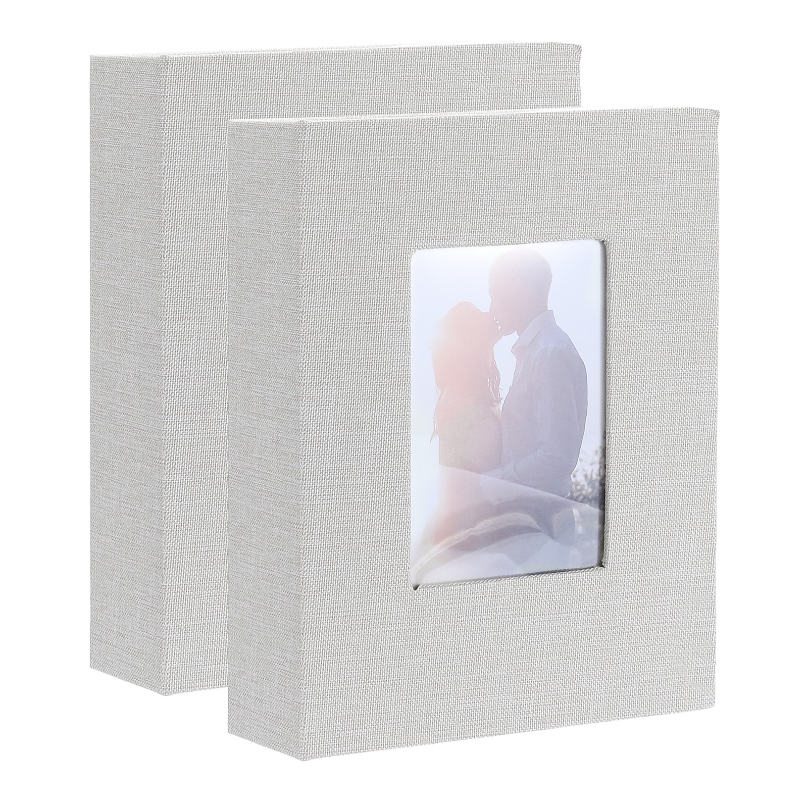 Photo Album, 4 x 6 Linen Cover Photo Album Book 100 Pictures, Beige, 2 Pcs