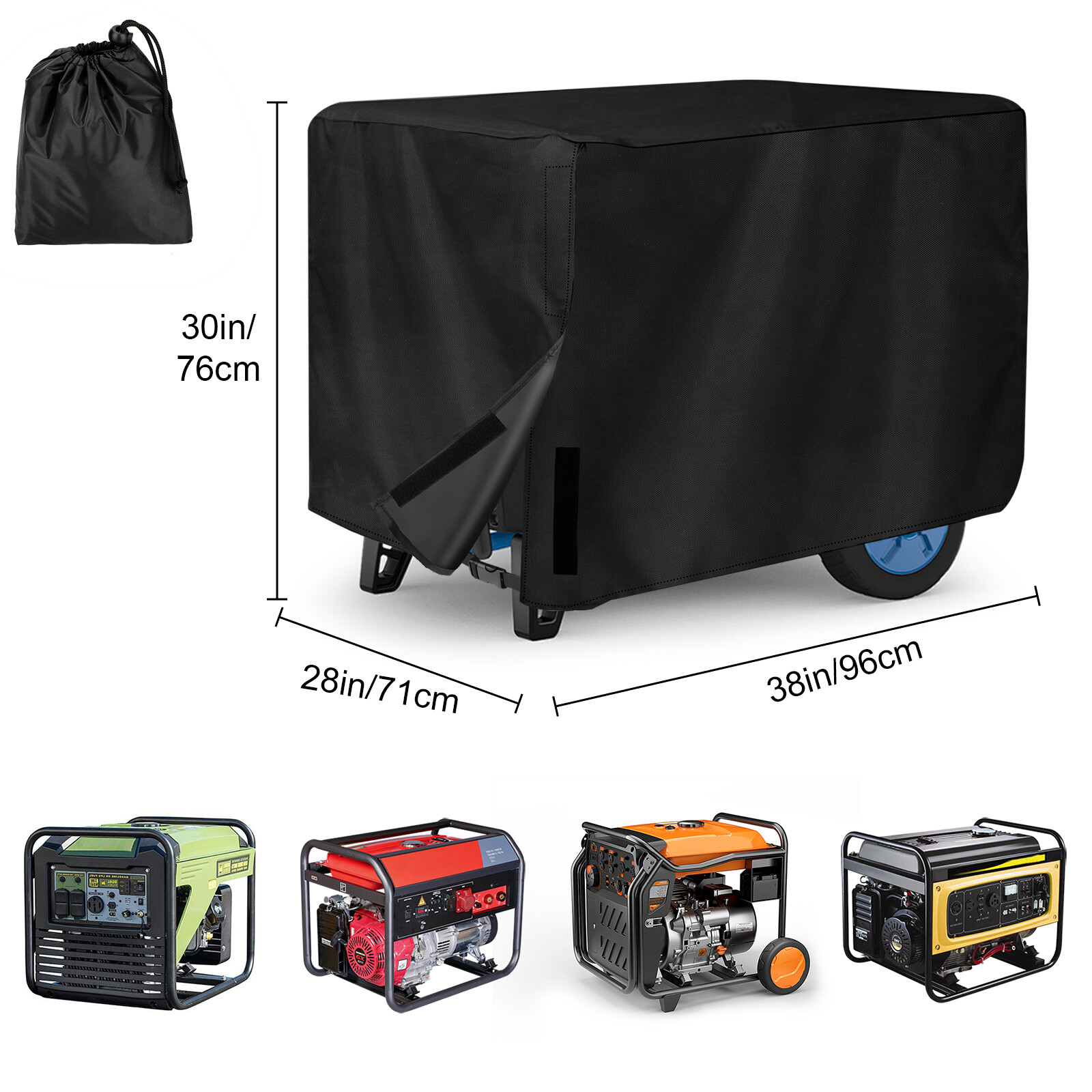 210D Waterproof Heavy Duty Universal Generator Cover 38x28x30" for 5500-15000W