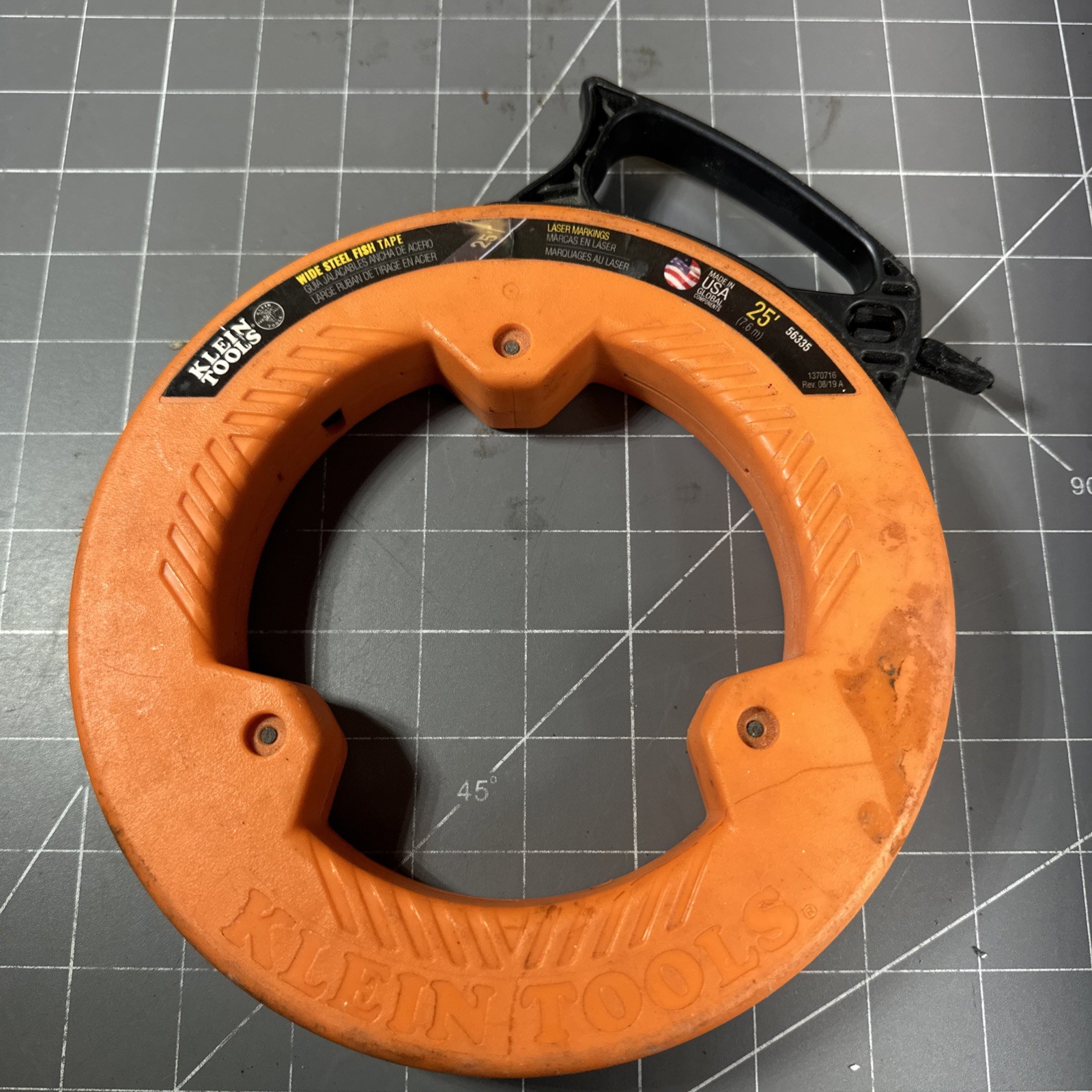 Klein Tools 56335 Wide Steel Fish Tape, 1/4-Inch x 25-Foot Orange Made In USA