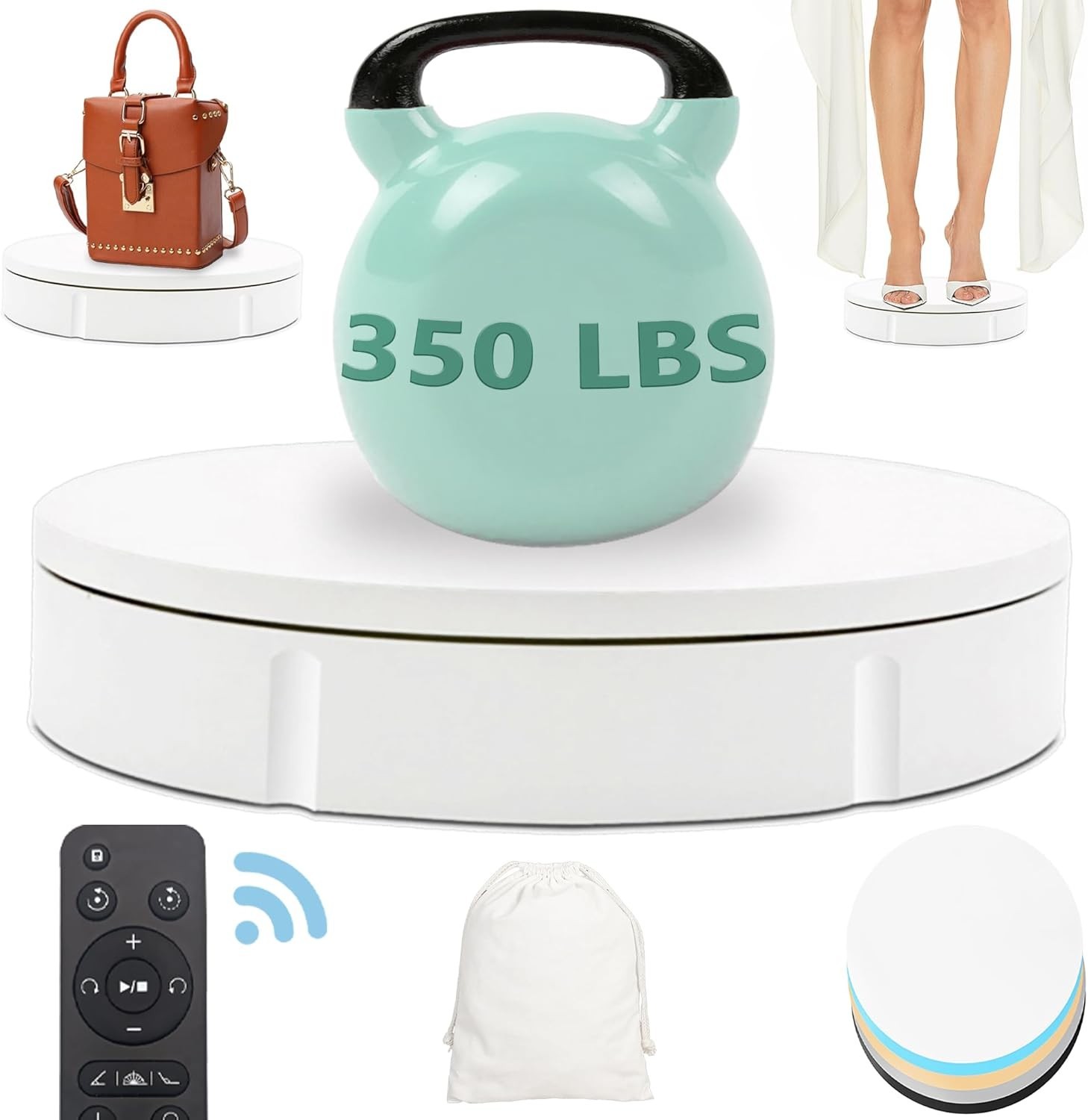 Rotating Display Stand 350Lbs Capacity, 360 Degree Rotating Turntable 12 Inch, T