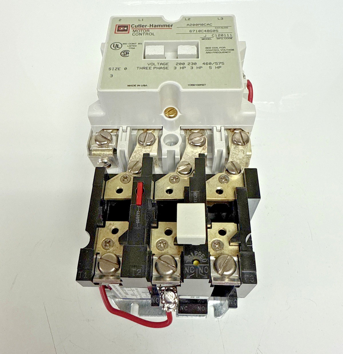 Eaton Cutler-Hammer A200M0CAC Size 0 Non-Reversing Starter 3-Pole 120V Coil