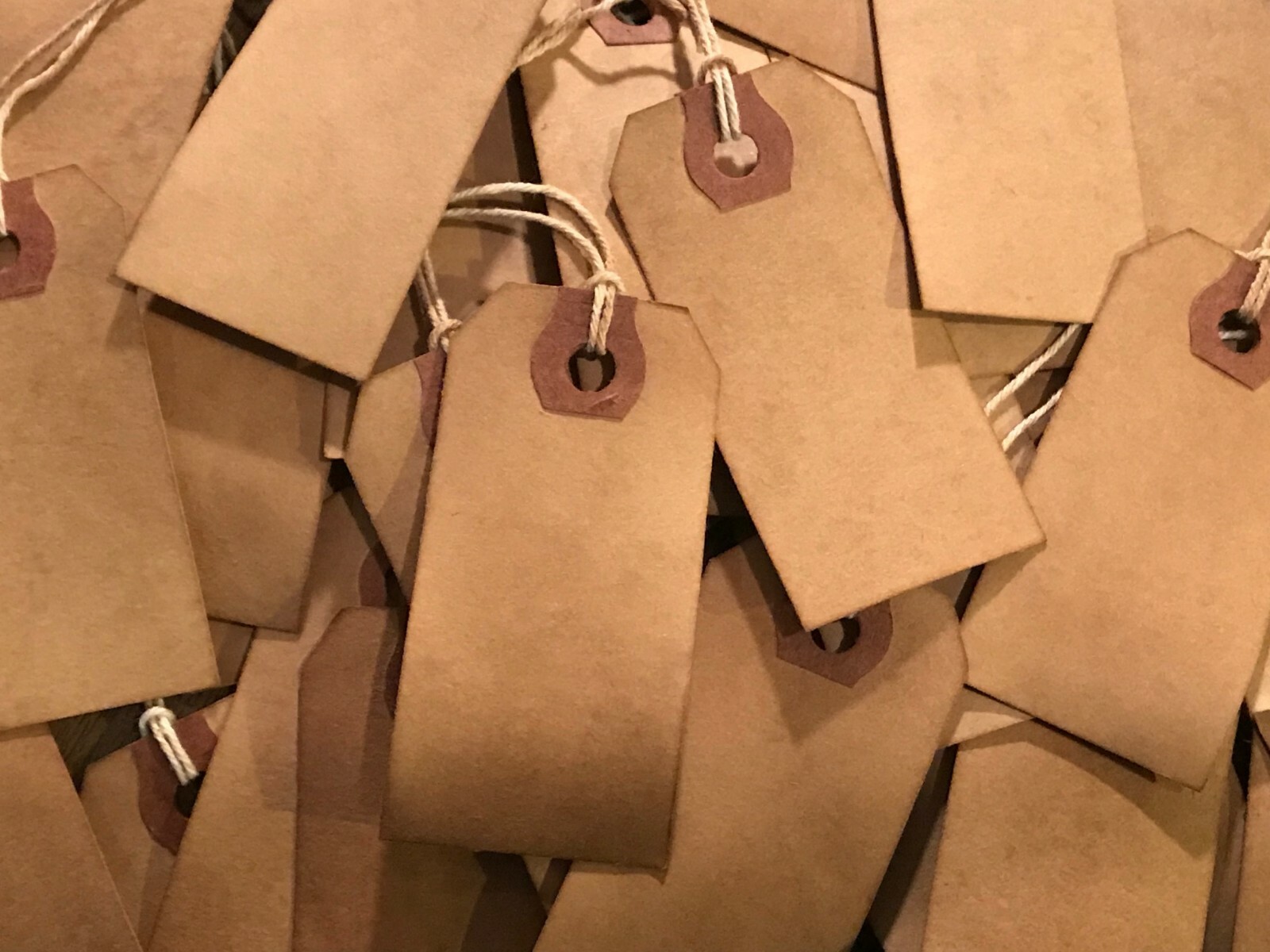 300 Small Primitive Coffee Stained Antique store Price Hang Tags lot farmhouse