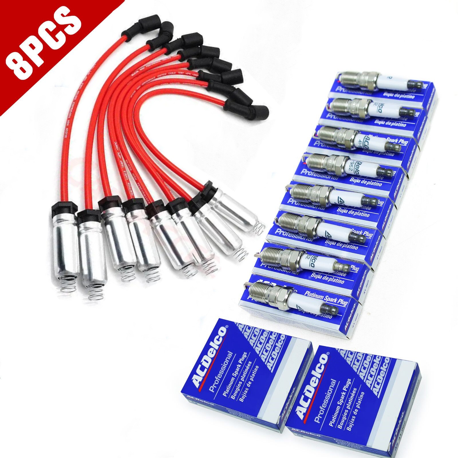 Genuine UF414 8p Ignition Coils+Spark Plugs+Wire For GMC Chevy SilveradoTahoe u,