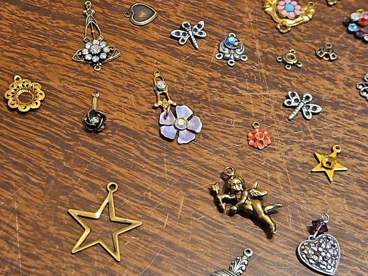 Lot Of 50 Mixed Parts Pcs France Vintage 60s Brass Stampings Findings Jewelry 23