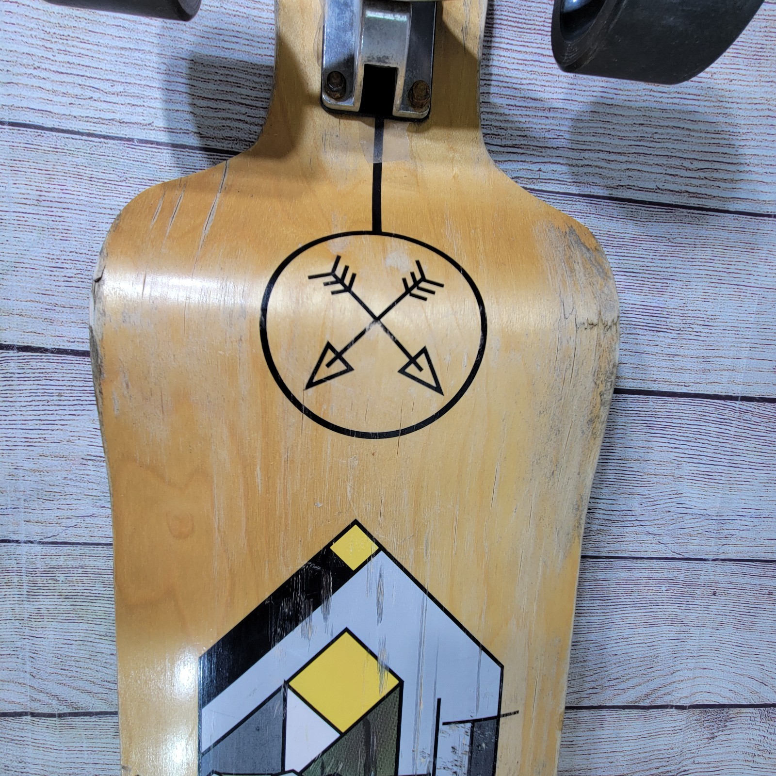 Xtreme Free Skateboard Longboard Abstract Geometric Dog Drop Down 42" (worn)