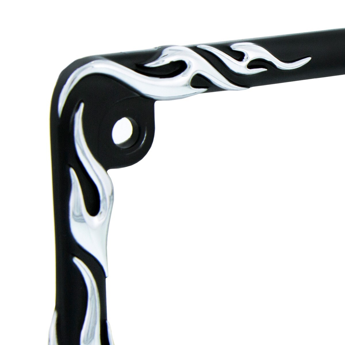 United Pacific 50129 Black w/Chrome Tribal Flame Motorcycle License Frame 1 Unit