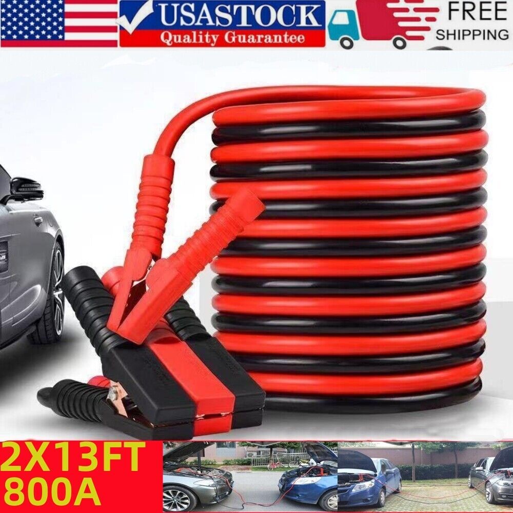 Heavy Duty Power Jumper Booster Cables Commercial Grade Battery 2 Gauge 800 AMP