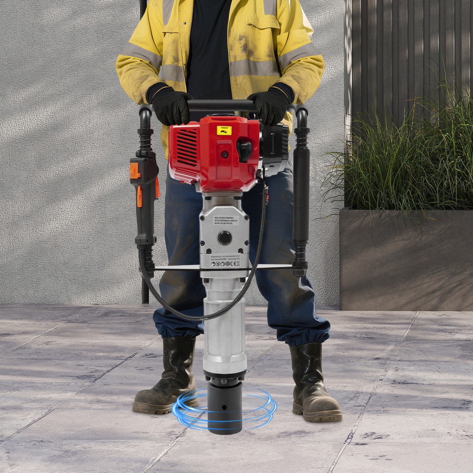 Gas Powered T-Post Driver 2-Stroke Gasoline Engine Fence Farm Push Pile Digger