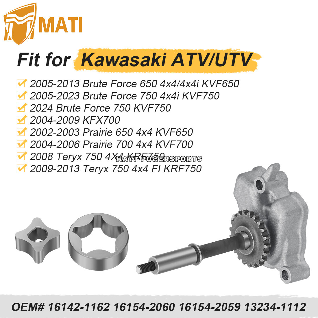 Oil Pump Assembly w/ Inner & Outer Rotor and Shaft for Kawasaki KFX700 2004-2009