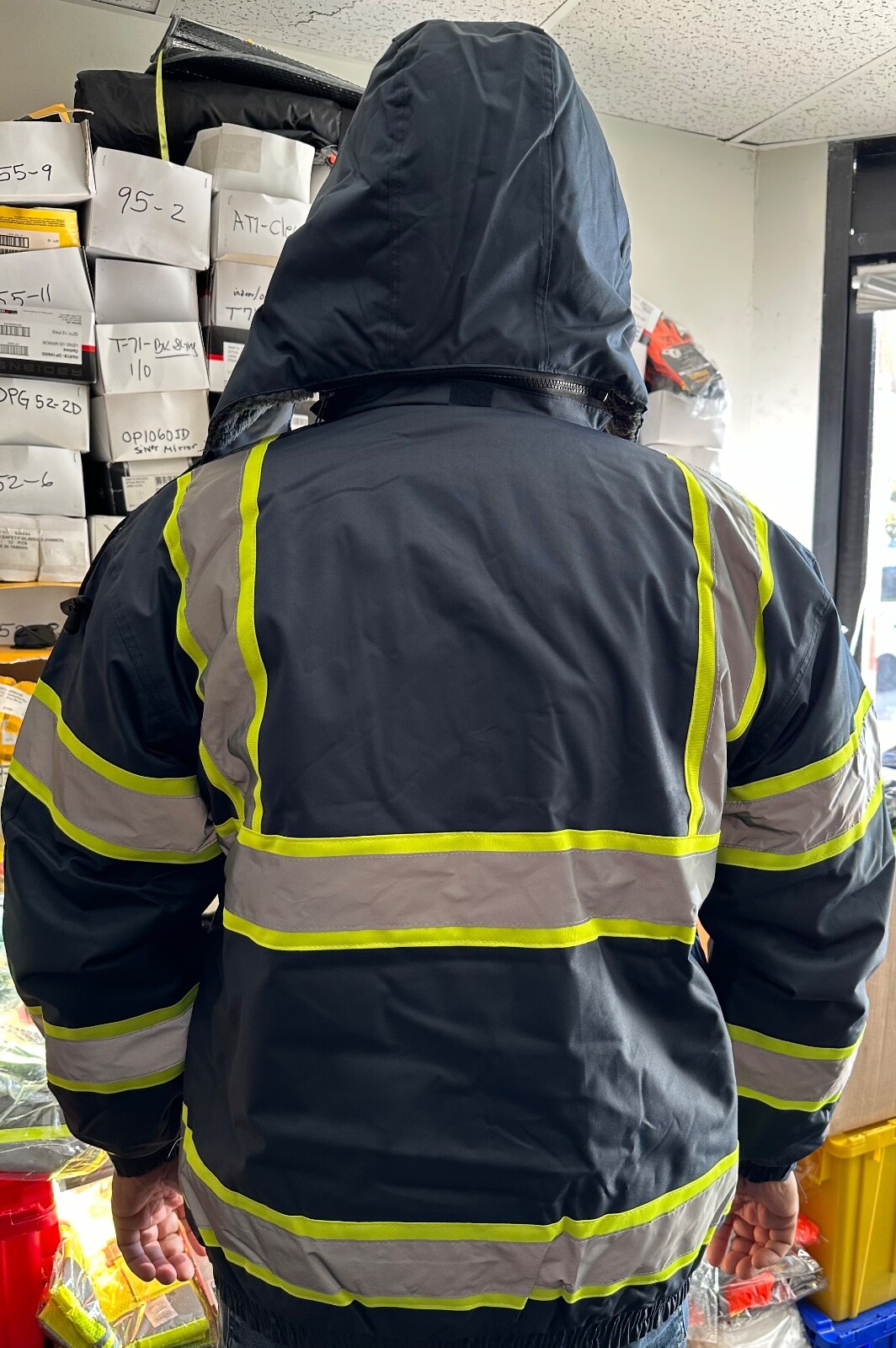 Class 3 Reflective Safety Bomber Jacket with sherpa liner