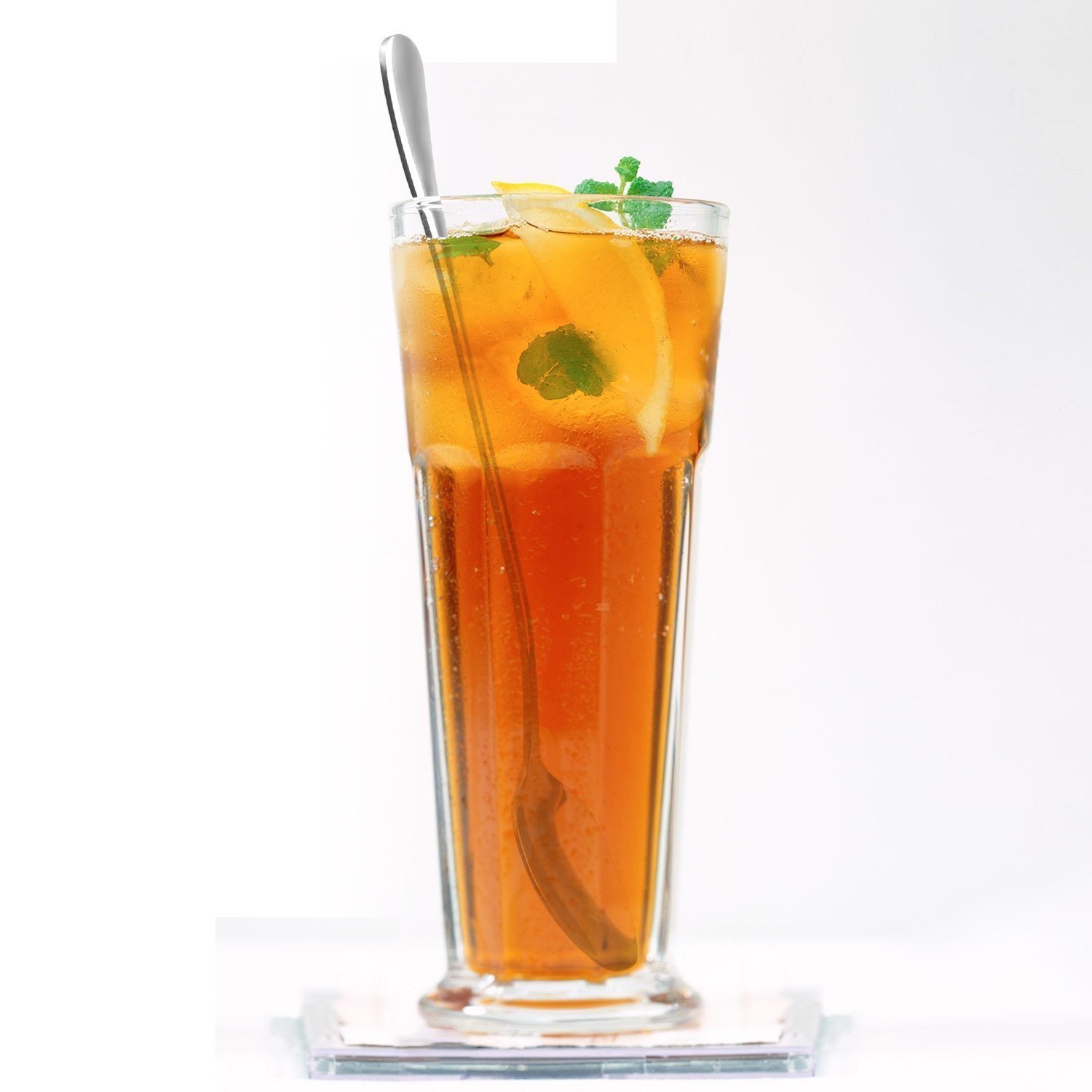 6-Piece 7.5" Stainless Steel Mixing Spoons Set - Iced Teaspoons, Ice Cream Spoon