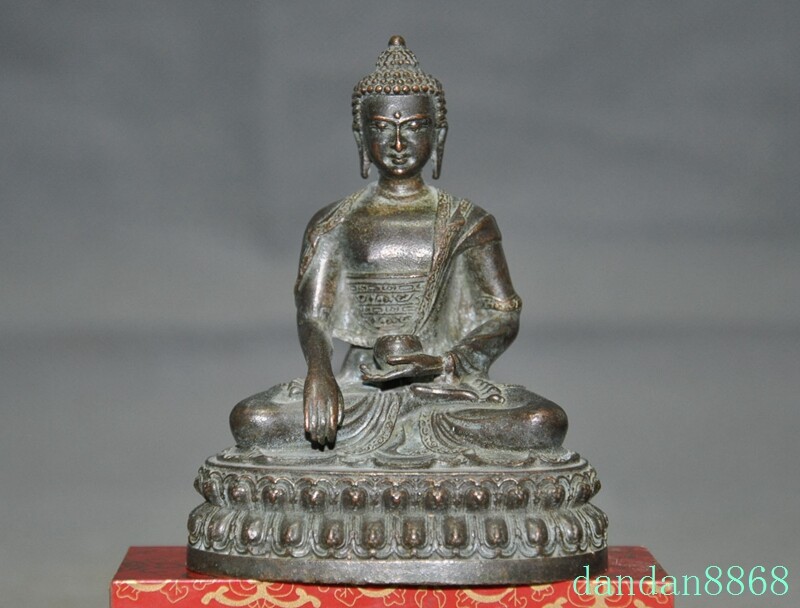 4" Tibetan Buddhism temple bronze Sakyamuni Medicine Buddha statue