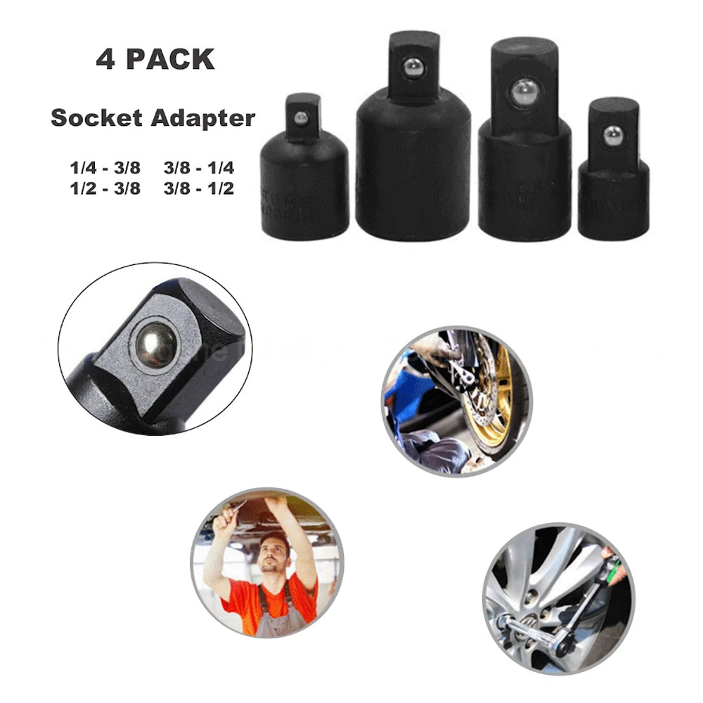 4-Pack 3/8" To 1/4" 1/2 Inch Drive Ratchet Socket Adapter Reducer Air Impact Set