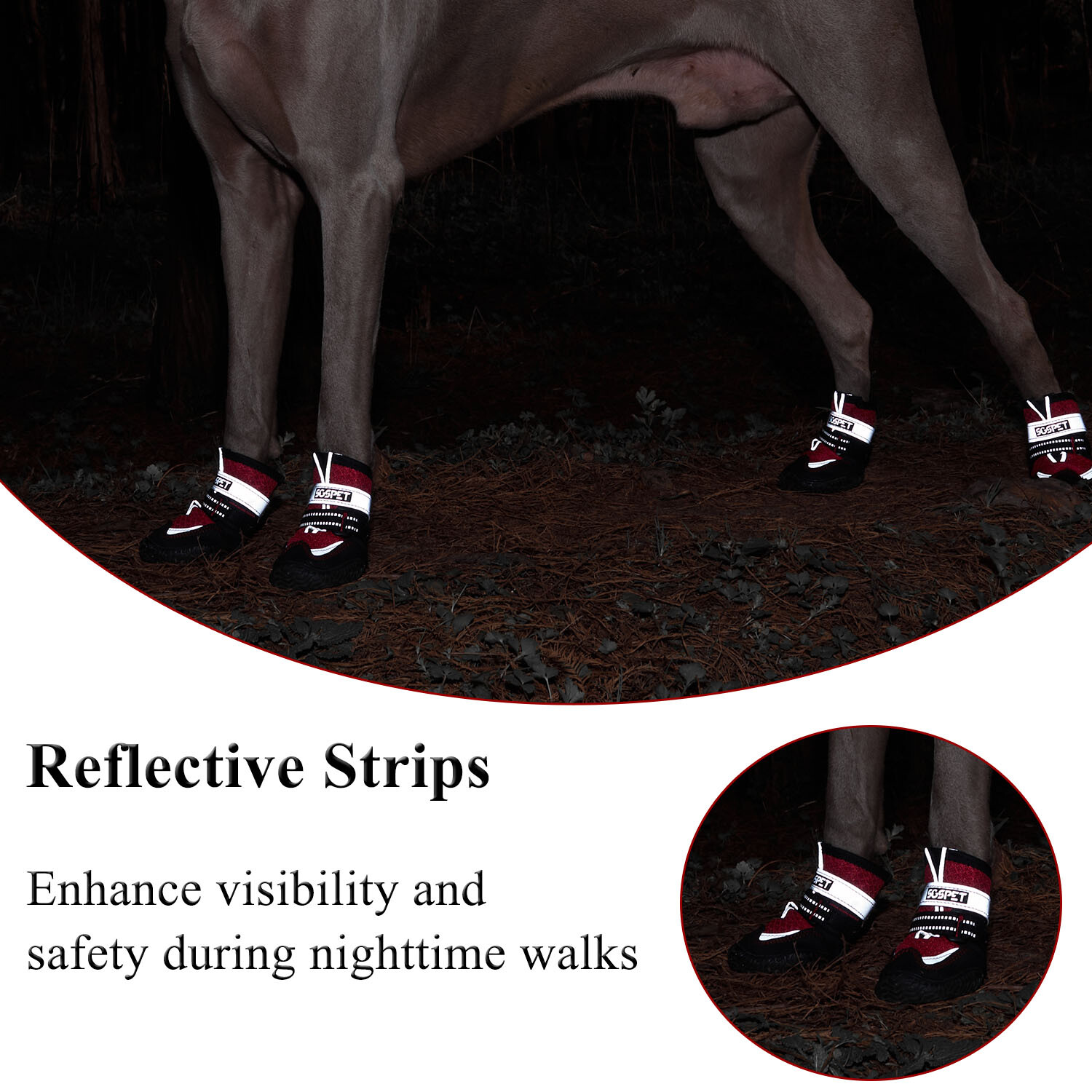 4Pcs Mesh Dog Shoes Boots Paw Protector Reflective Anti-slip Red /Black