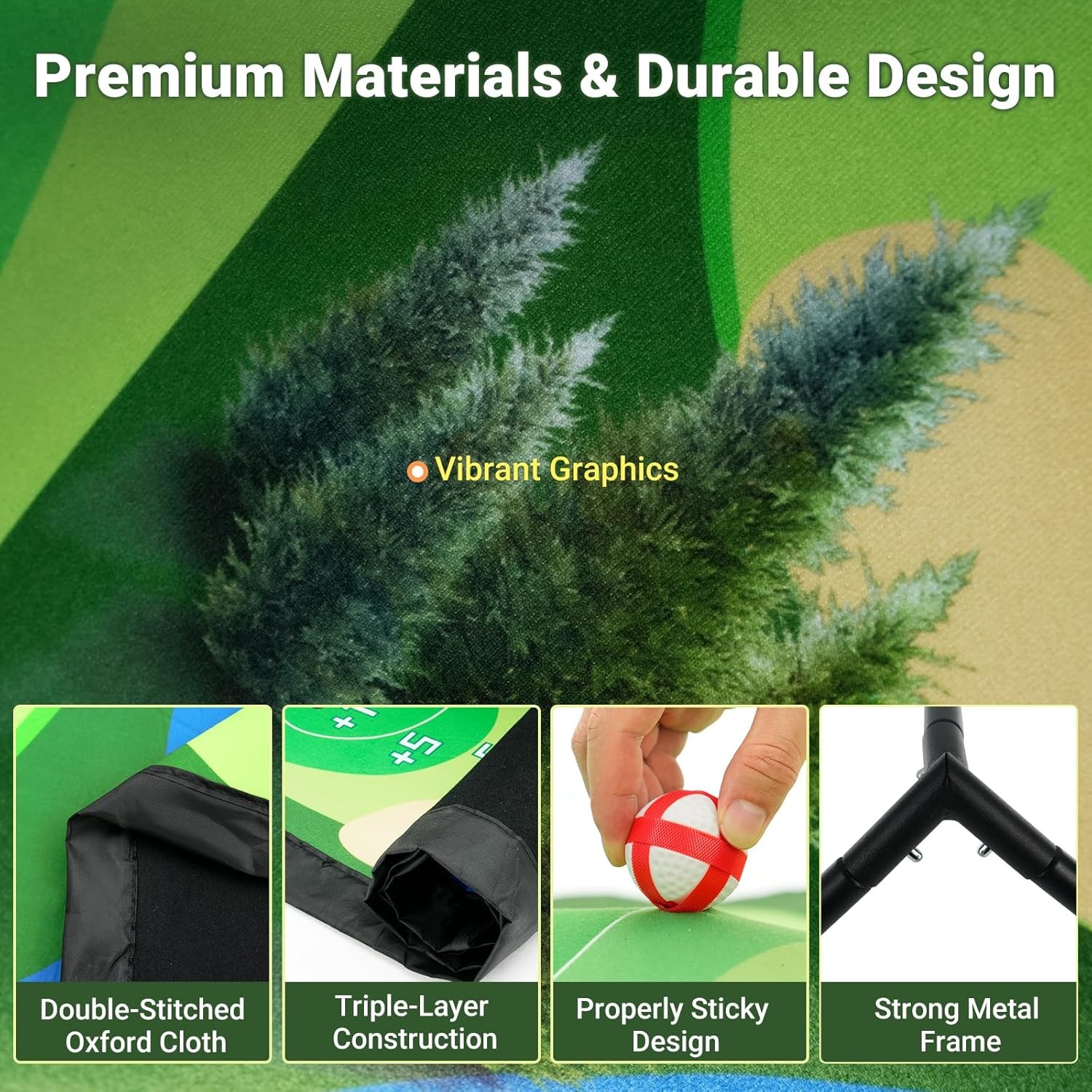 NAIZEA 2 in1 Battle Golf Chipping Game with 59”x59” / 80”x80” Large Chipping Mat