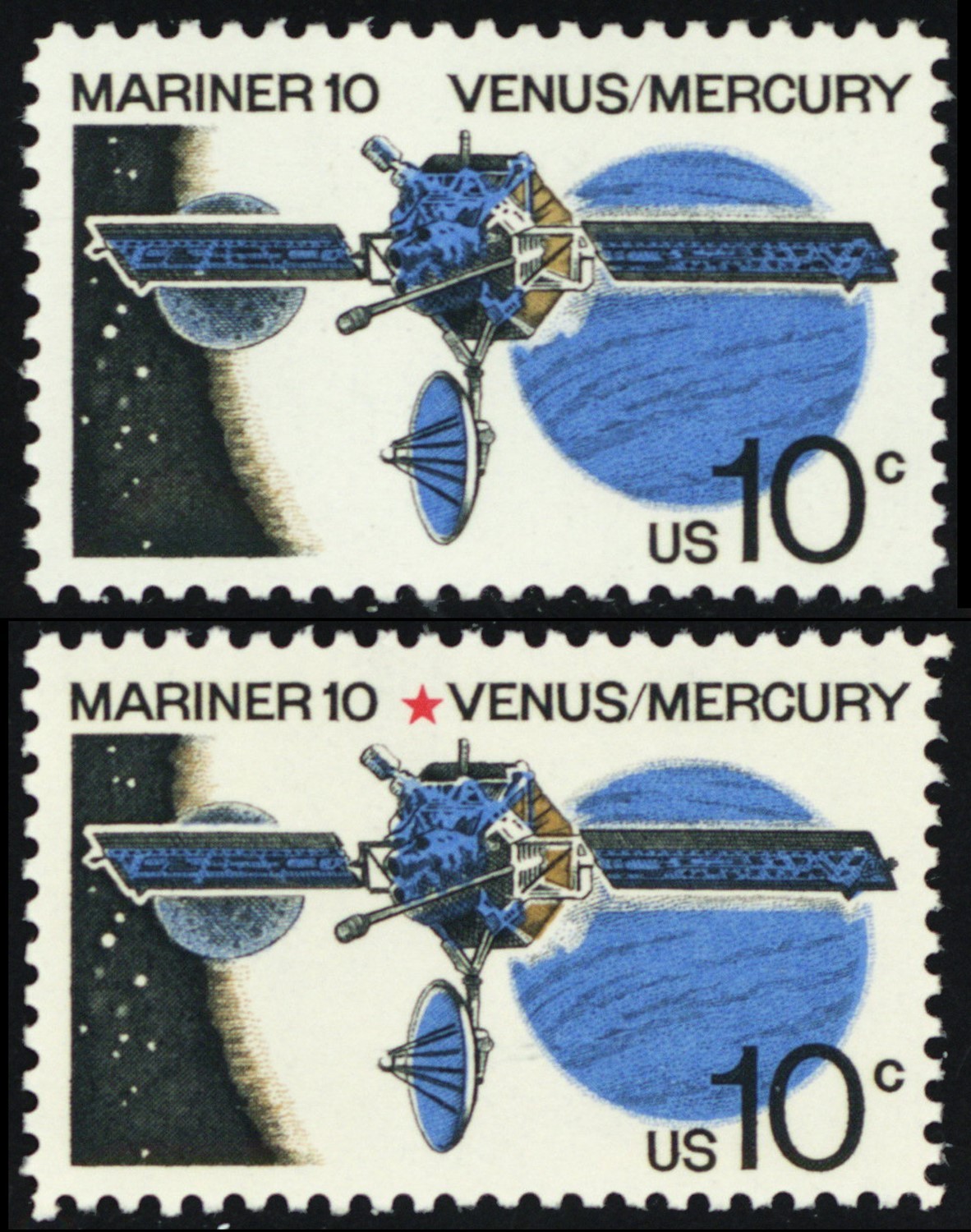 1557a, Mint VF NH 10¢ Red Star Color Omitted Error With Normal - Stuart Katz