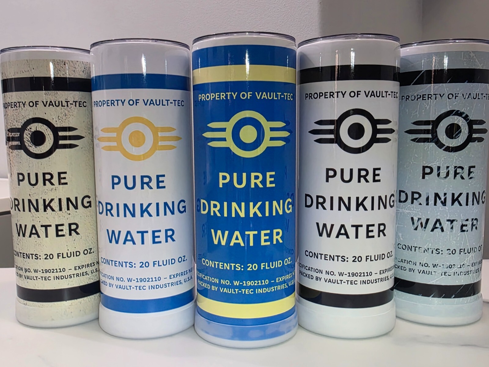 Fallout Vault-Tec Pure Drinking Water 20 Oz. Tumbler w/Metal Straw - FIVE STYLES