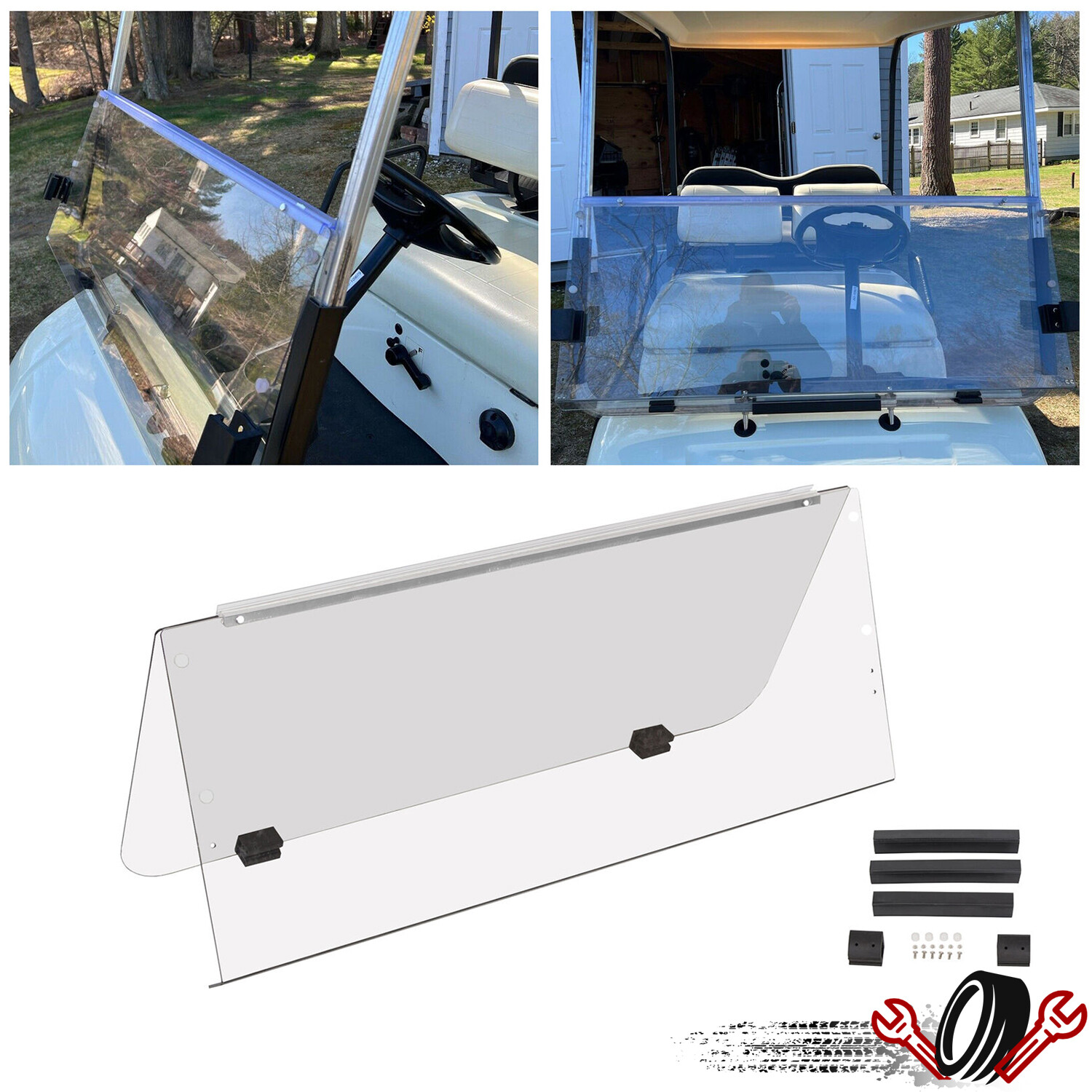 Clear PC Folding Windshield Windscreen Golf Cart Part For Yamaha G14 G16 G19