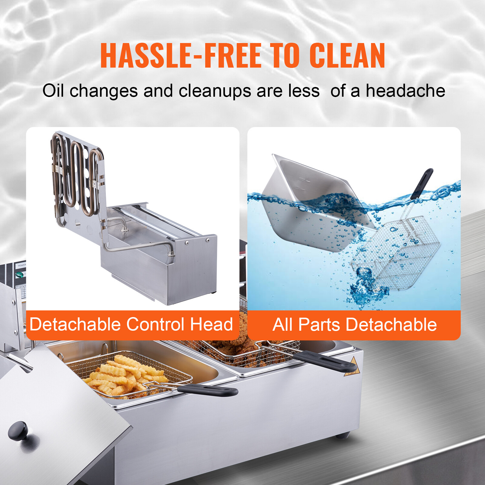 VEVOR 20L Electric Deep Fryer Dual Tank Stainless Steel 2 Fry Basket 3000W